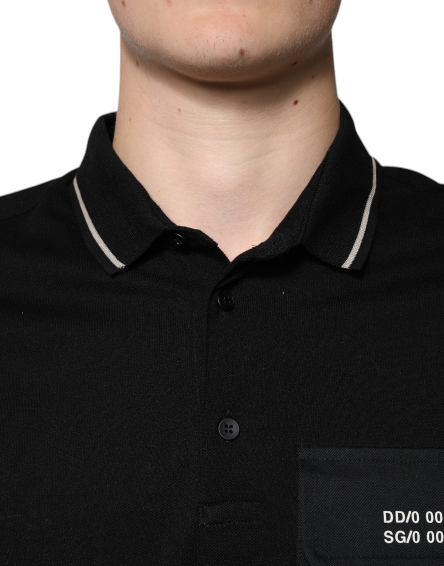 Dolce & Gabbana Schwarz-Weißes Baumwoll-Polo-T-Shirt mit kurzen Ärmeln