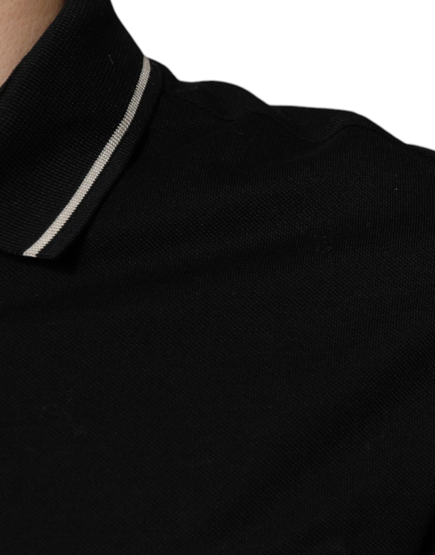 Dolce & Gabbana Schwarz-Weißes Baumwoll-Polo-T-Shirt mit kurzen Ärmeln