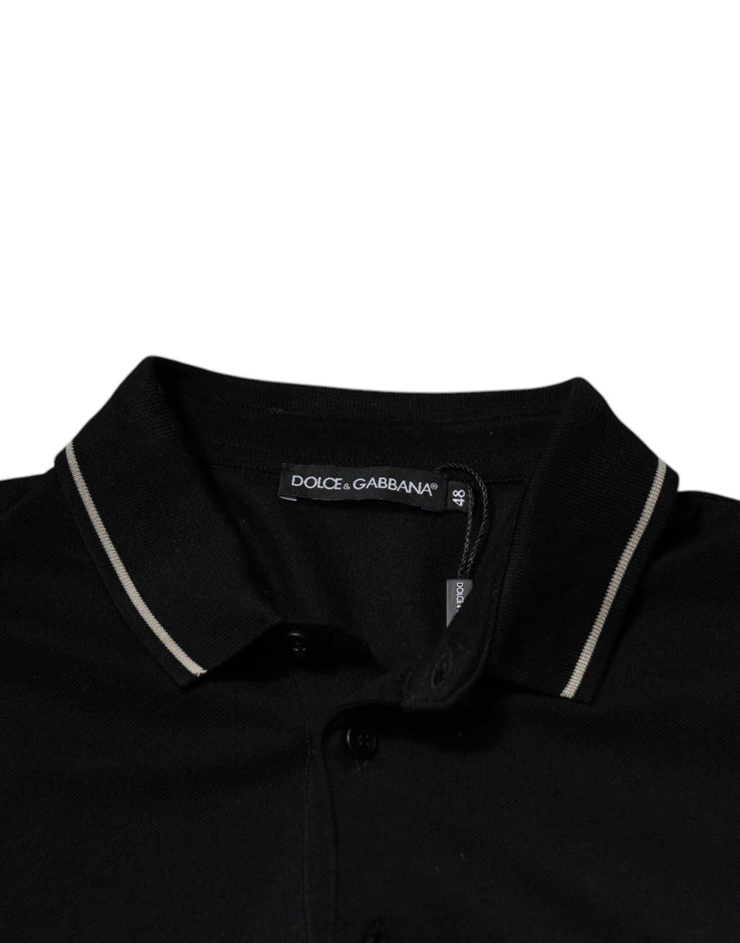 Dolce & Gabbana Schwarz-Weißes Baumwoll-Polo-T-Shirt mit kurzen Ärmeln