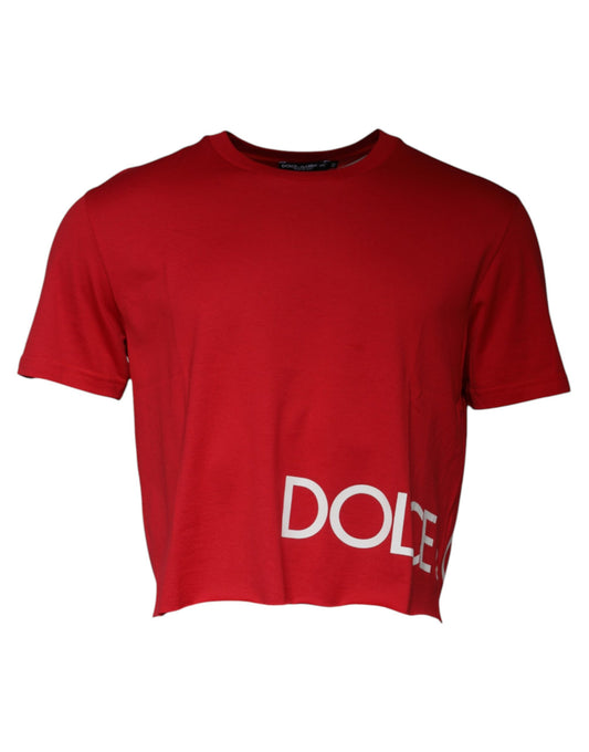 Dolce & Gabbana Rotes T-Shirt mit Rundhalsausschnitt und Logodruck