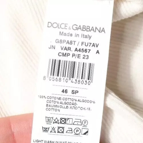 Dolce & Gabbana Weißes ärmelloses Baumwoll-Tank-T-Shirt mit Rundhalsausschnitt