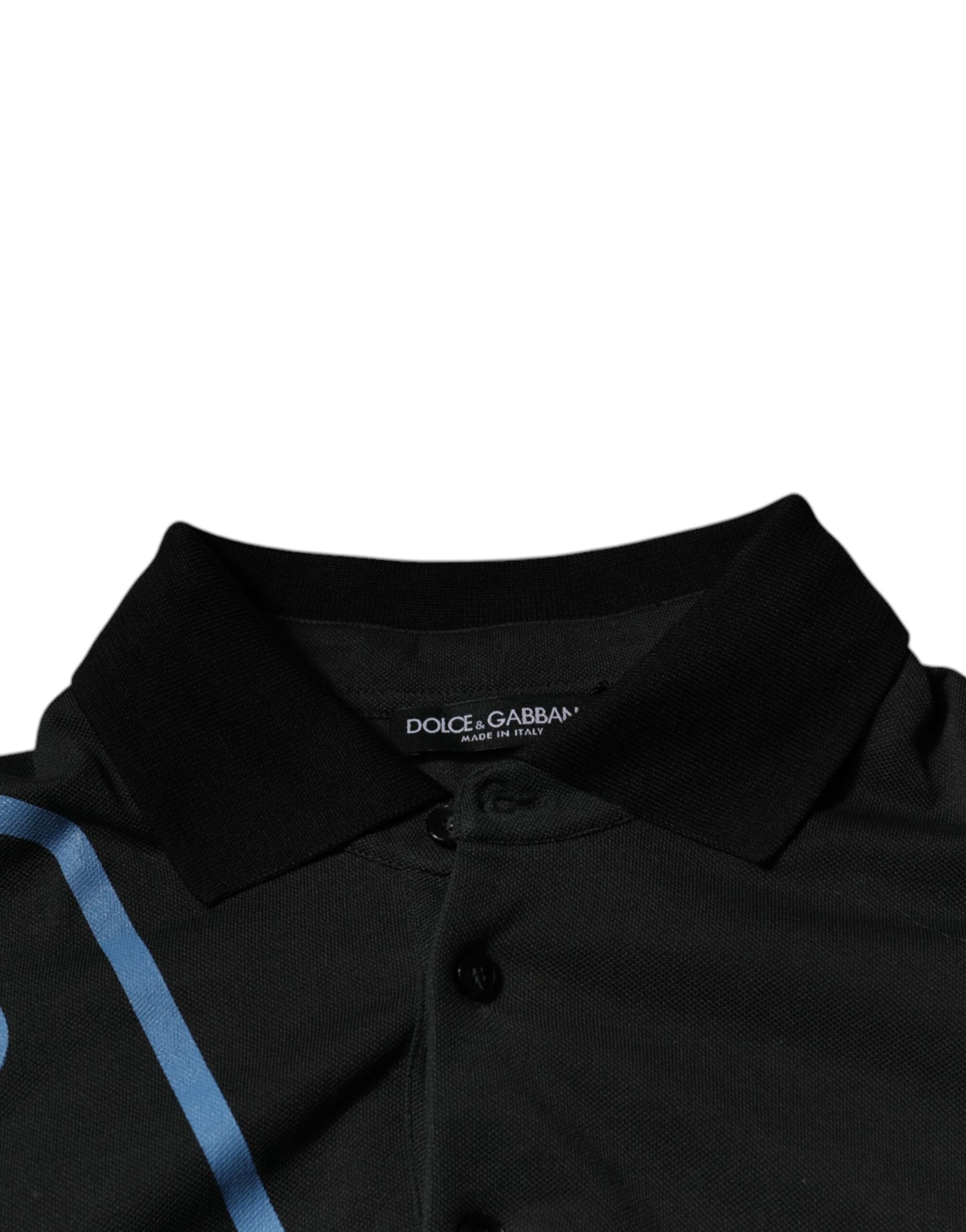 Dolce & Gabbana Schwarzes Polo-T-Shirt mit Logodruck und Kragen aus Baumwolle