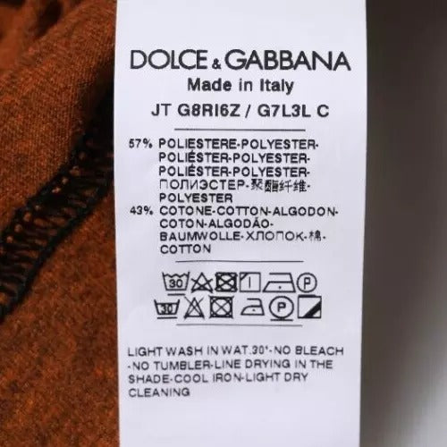 Dolce & Gabbana Braunes DG Logo Polyester T-Shirt mit Rundhalsausschnitt