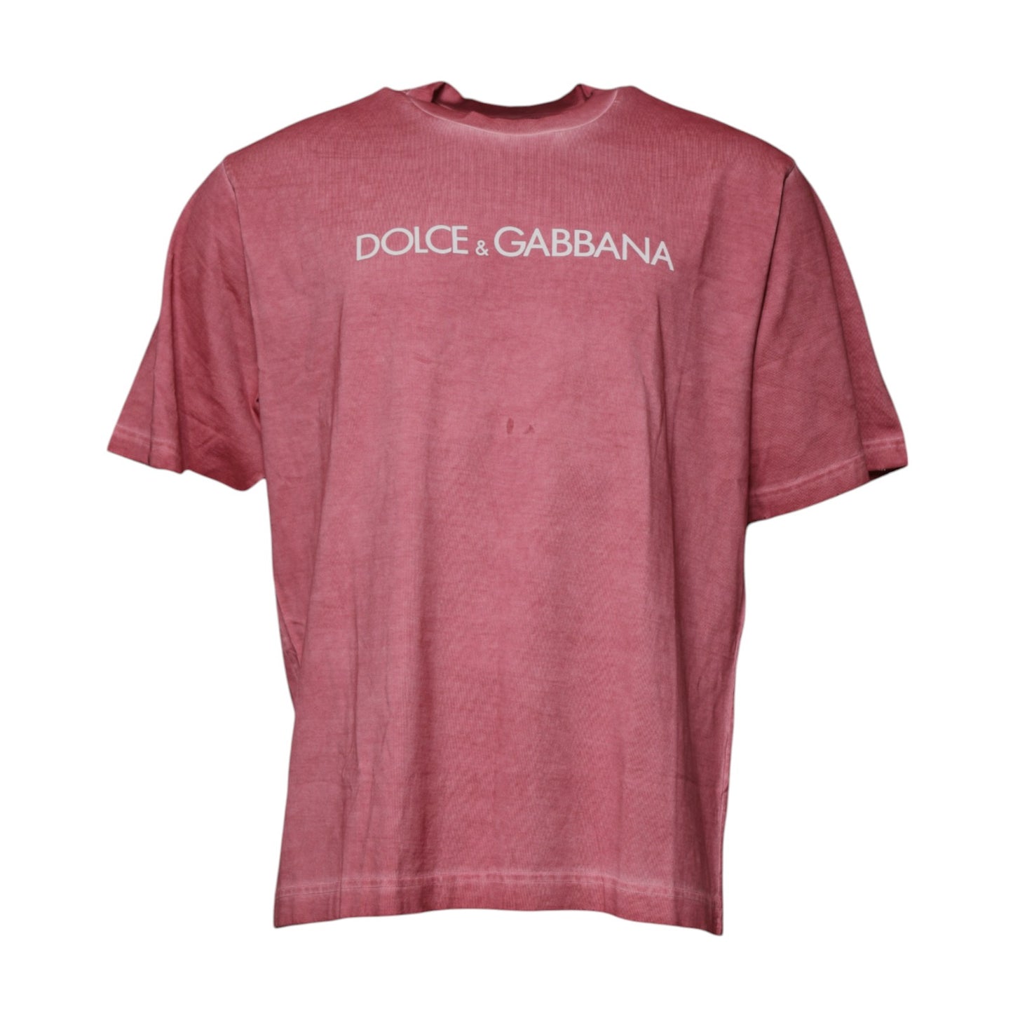 Dolce & Gabbana Rosa Logo-Druck Baumwolle Rundhals T-Shirt