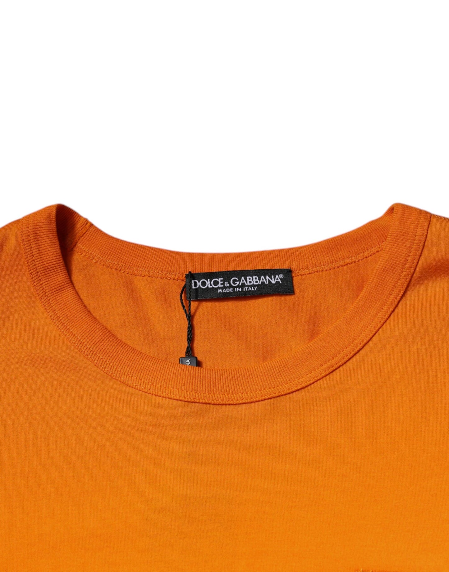 Dolce & Gabbana Orangefarbenes Logo-T-Shirt mit Rundhalsausschnitt aus Baumwolle