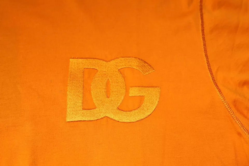 Dolce & Gabbana Orangefarbenes Logo-T-Shirt mit Rundhalsausschnitt aus Baumwolle