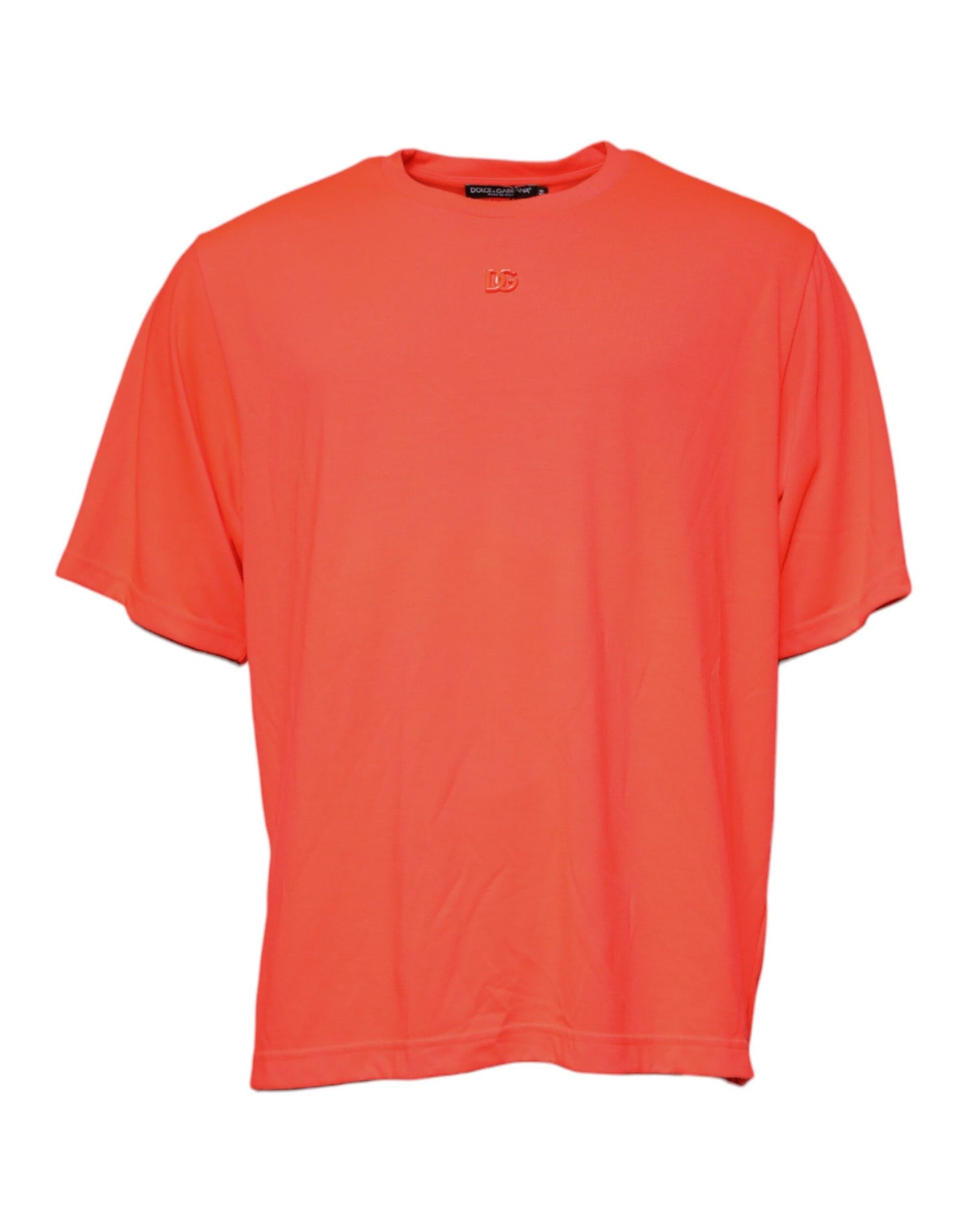 Dolce & Gabbana Orange Logo Polyester T-Shirt mit Rundhalsausschnitt