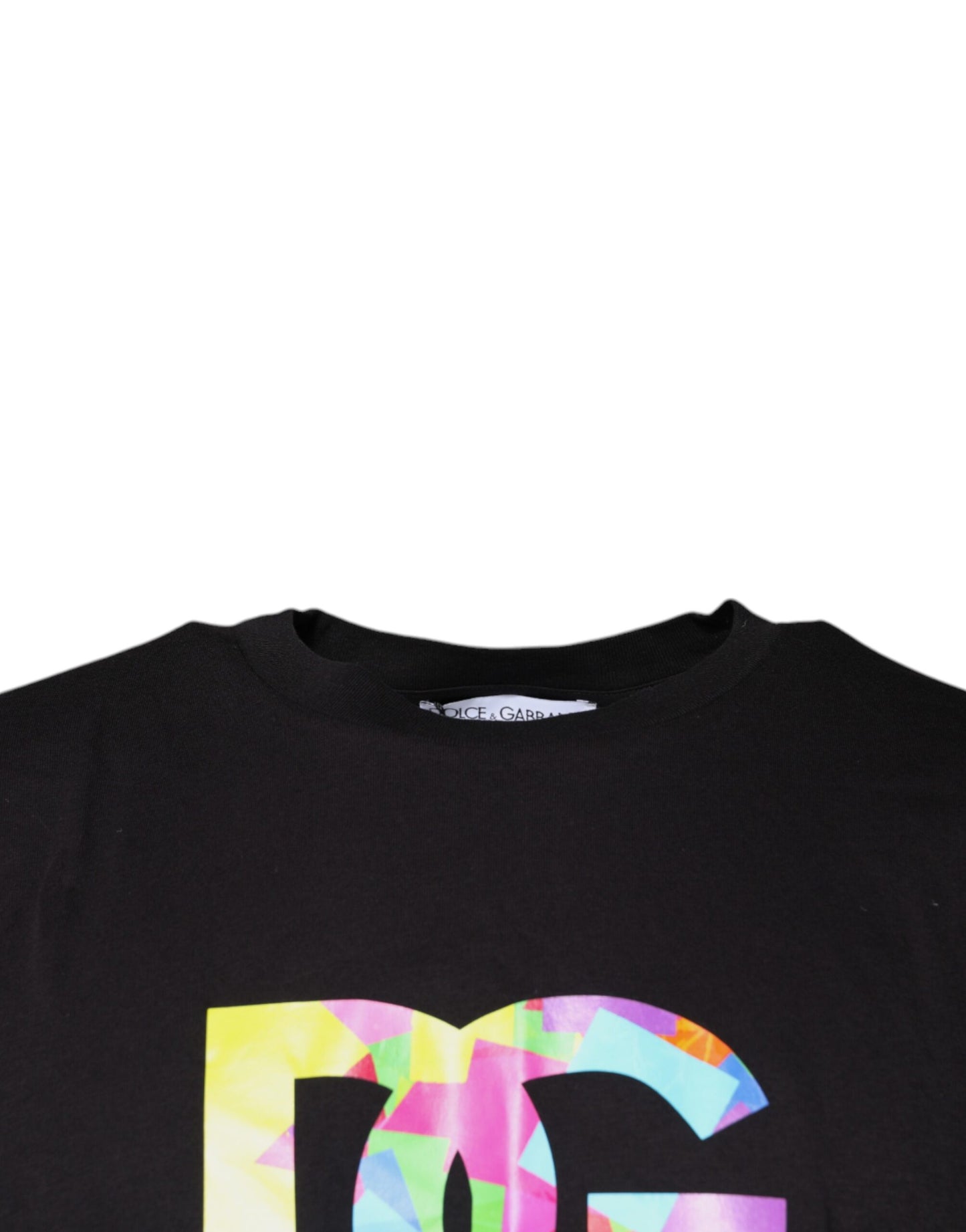 Dolce & Gabbana Schwarzes T-Shirt mit Rundhalsausschnitt und Logodruck aus Baumwolle