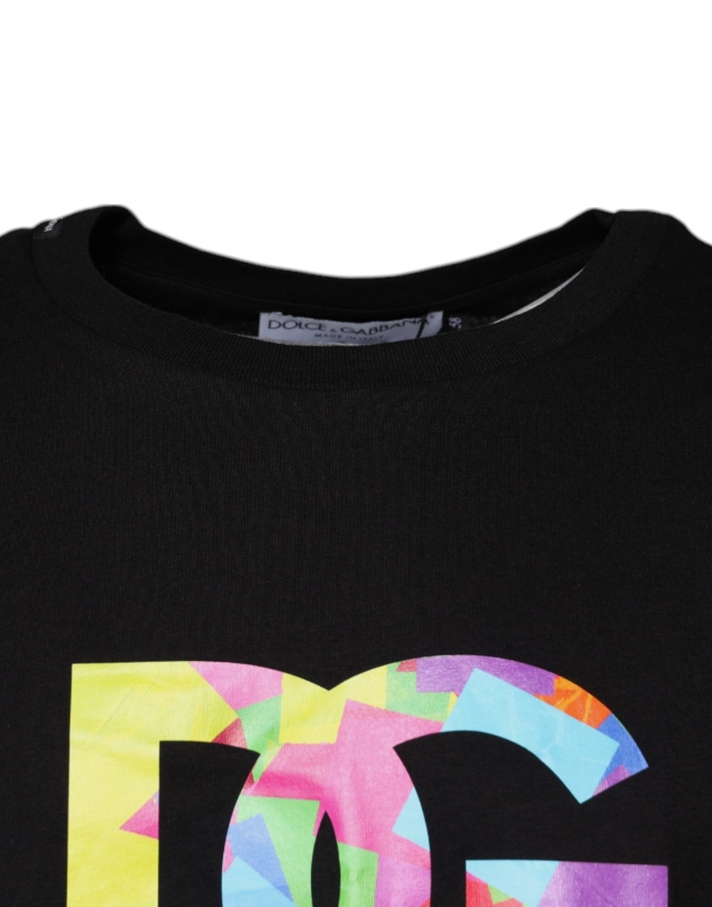 Dolce & Gabbana Schwarzes T-Shirt mit Rundhalsausschnitt und Logodruck aus Baumwolle