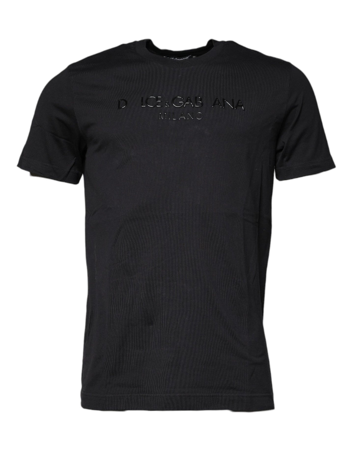 Dolce & Gabbana Schwarzes Logo-Baumwoll-T-Shirt mit Rundhalsausschnitt