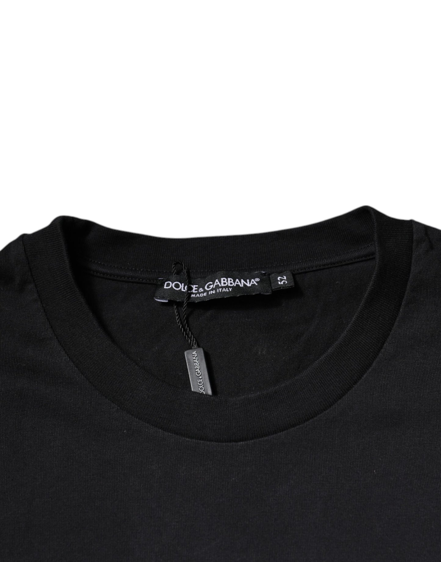 Dolce & Gabbana Schwarzes Logo-Baumwoll-T-Shirt mit Rundhalsausschnitt