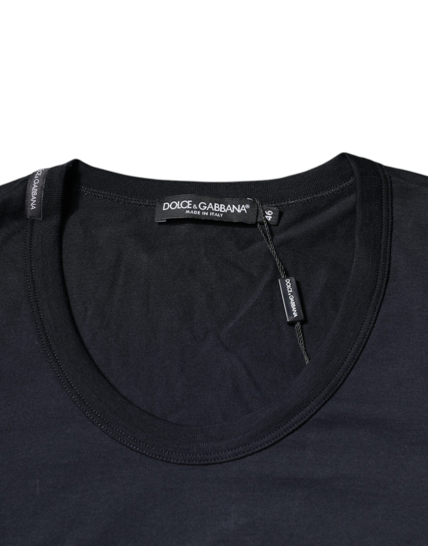 Dolce & Gabbana Blaues Baumwoll-T-Shirt mit Rundhalsausschnitt und kurzen Ärmeln