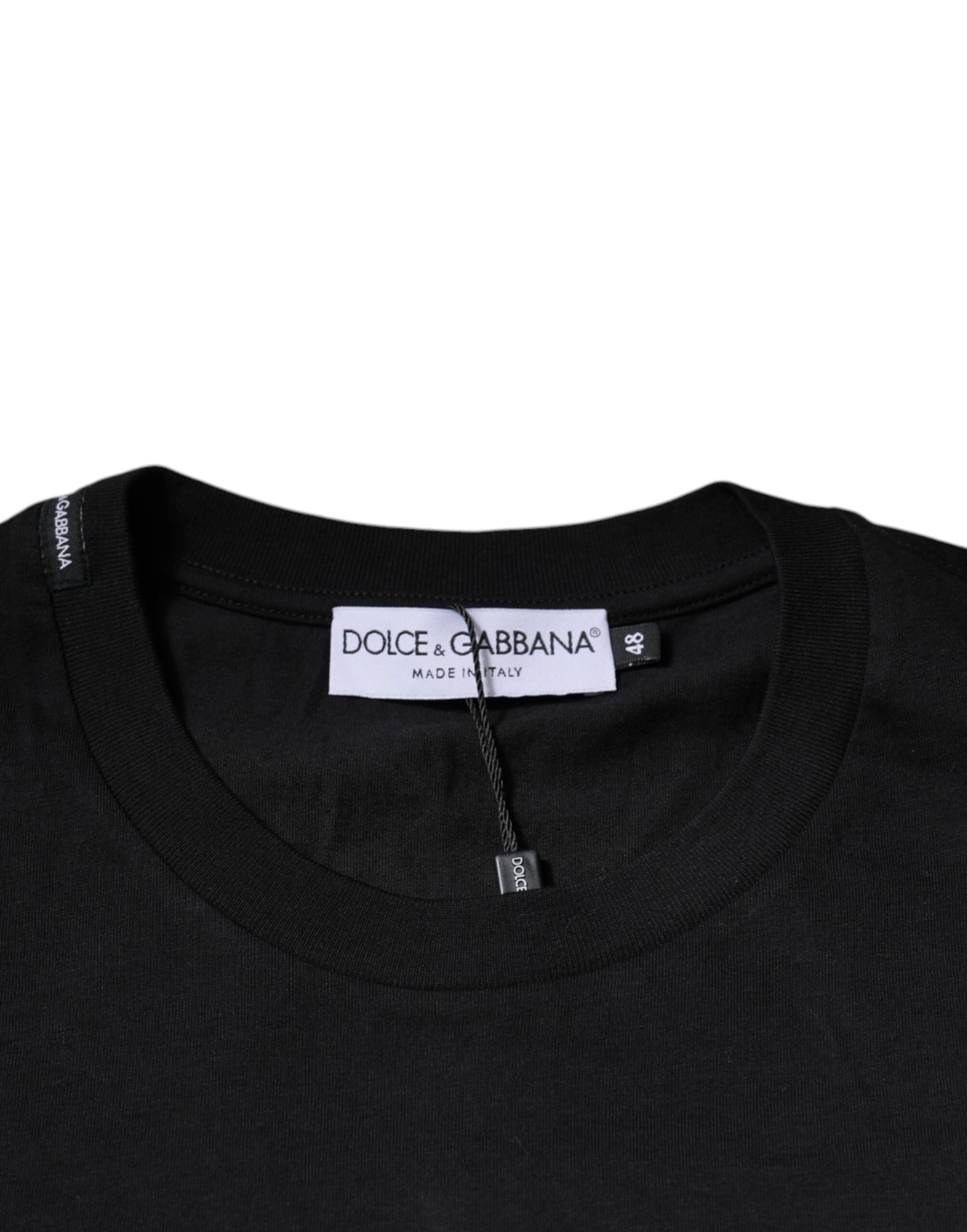 Dolce & Gabbana Schwarzes Baumwoll-T-Shirt mit Rundhalsausschnitt und kurzen Ärmeln