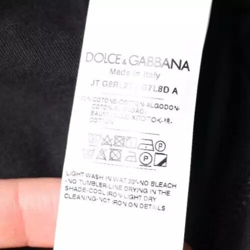 Dolce & Gabbana Schwarzes Baumwoll-T-Shirt mit Rundhalsausschnitt und kurzen Ärmeln