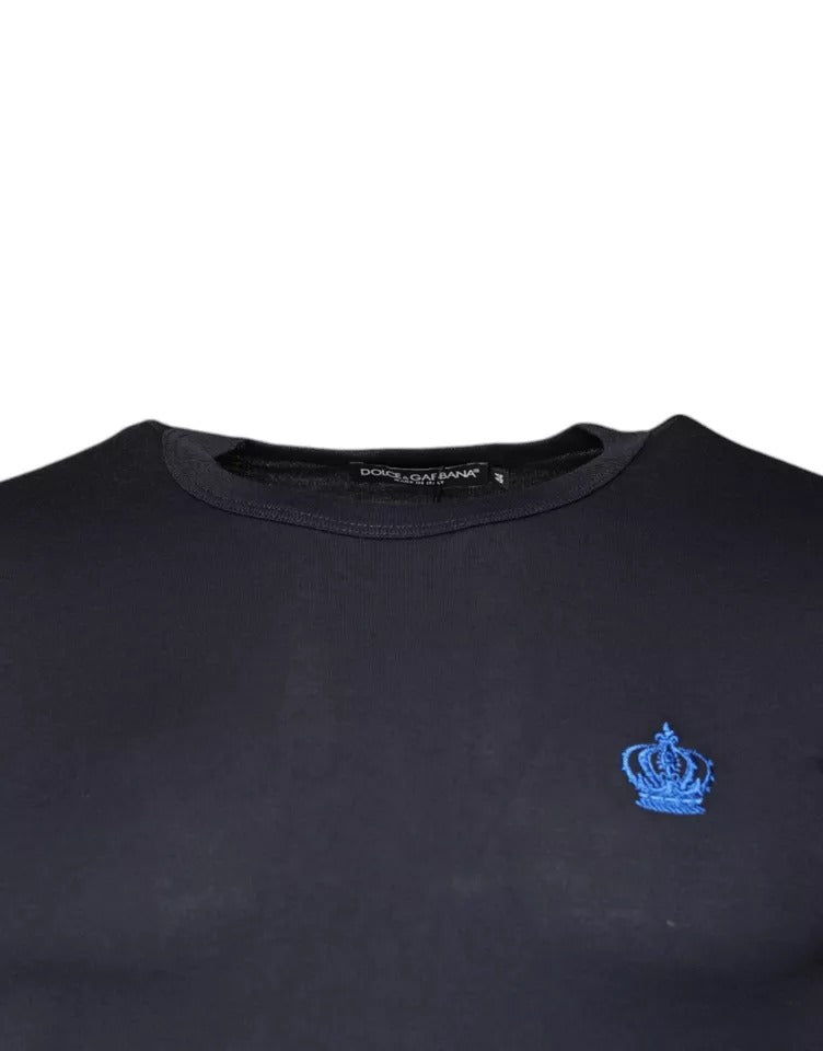 Dolce & Gabbana Blaues Crown Crew Neck T-Shirt mit kurzen Ärmeln