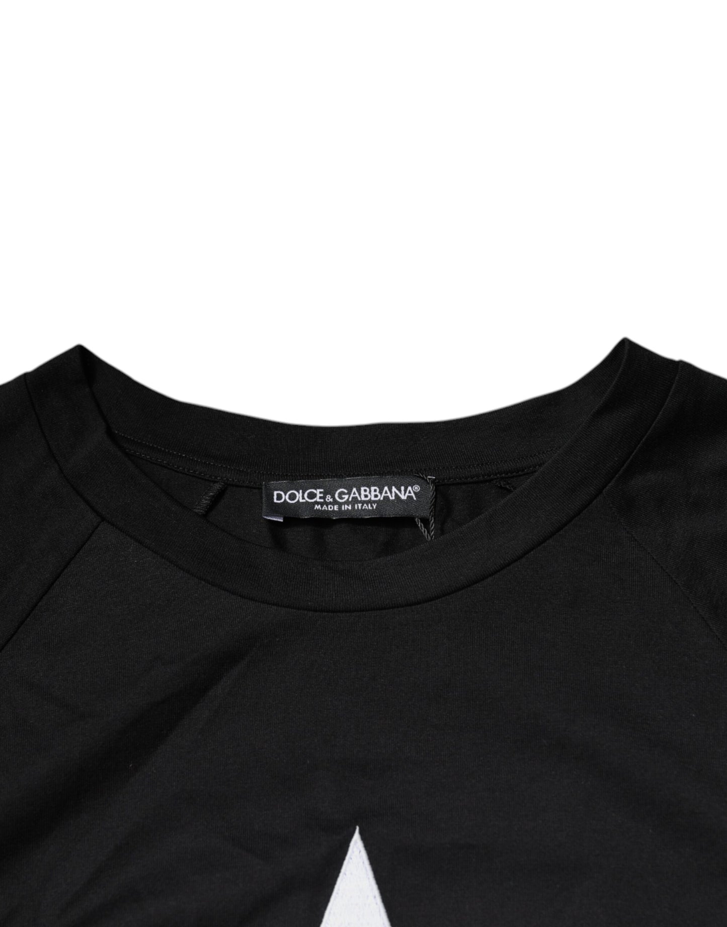 Dolce & Gabbana Schwarzes T-Shirt mit Rundhalsausschnitt und Logodruck aus Baumwolle