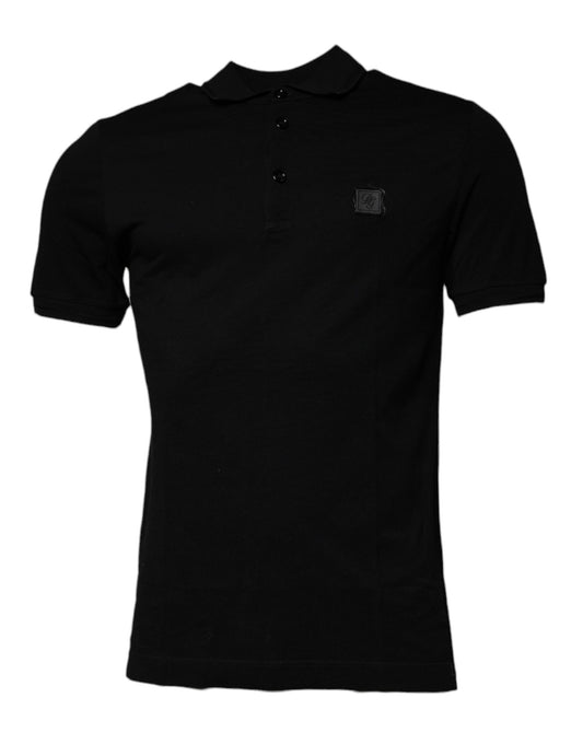 Dolce & Gabbana Schwarzes Polo-T-Shirt mit kurzen Ärmeln und Kragen