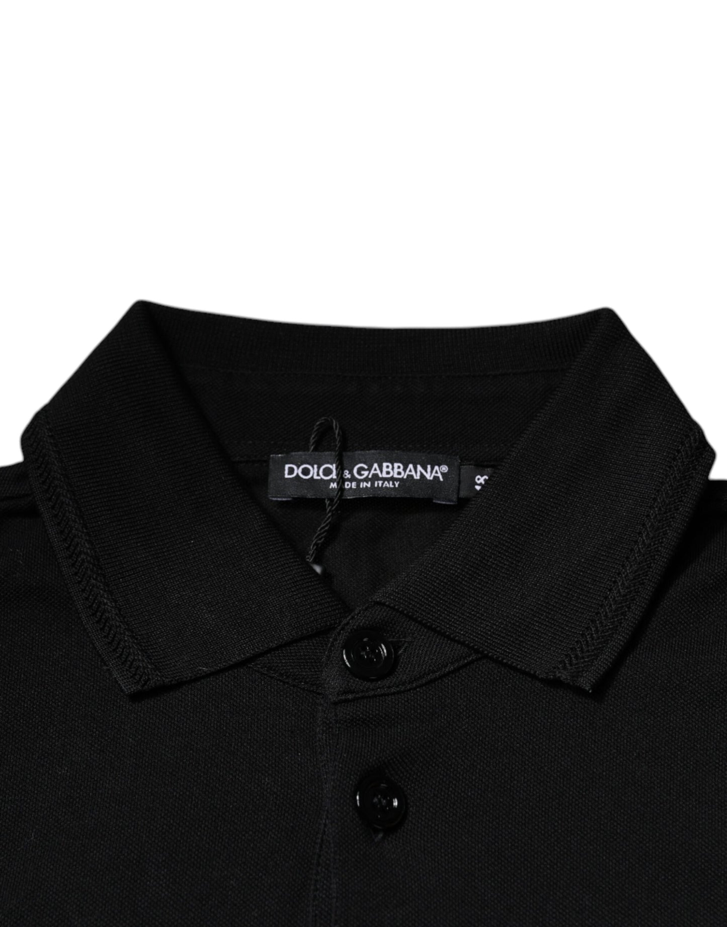 Dolce & Gabbana Schwarzes Polo-T-Shirt mit kurzen Ärmeln und Kragen