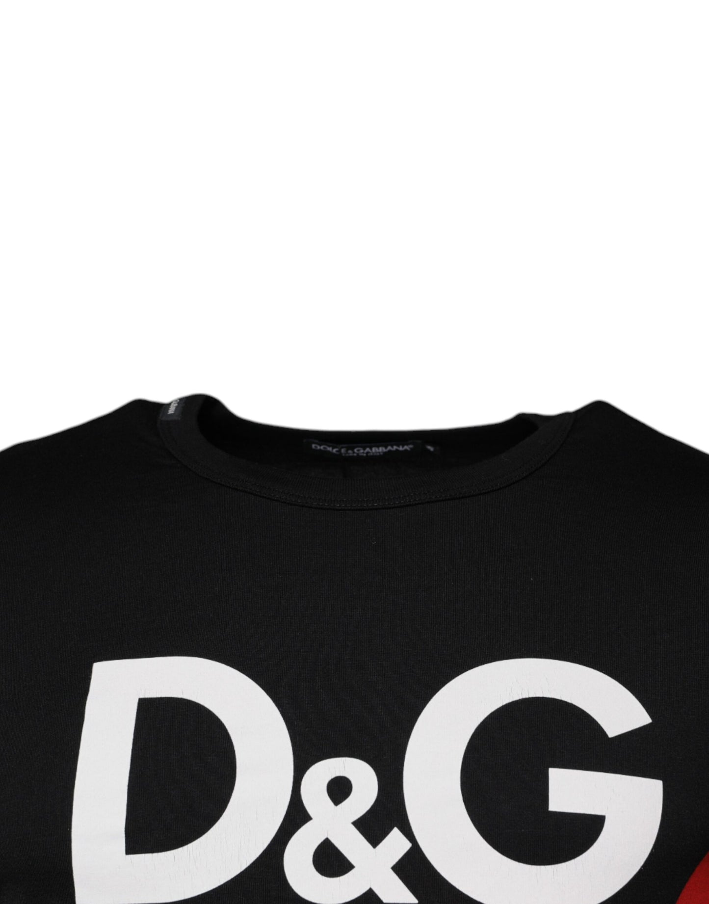 Dolce & Gabbana Schwarzes T-Shirt mit Rundhalsausschnitt aus Baumwolle mit Grafikdruck