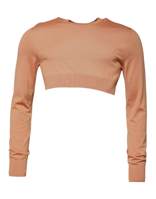 Dolce & Gabbana Beigefarbener Pullover mit Rundhalsausschnitt aus Wolle und Cropped Sweater