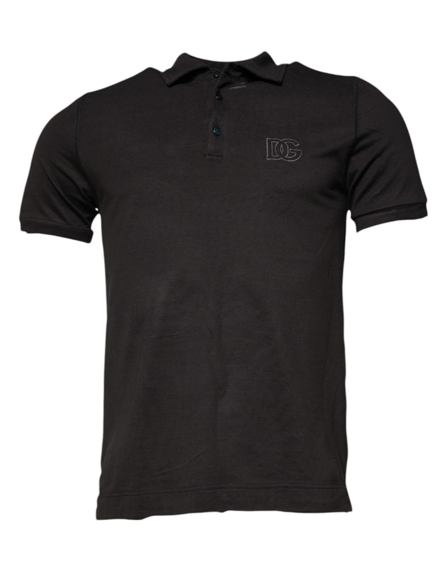 Dolce & Gabbana Dunkelgraues Polo-T-Shirt mit kurzen Ärmeln und Kragen