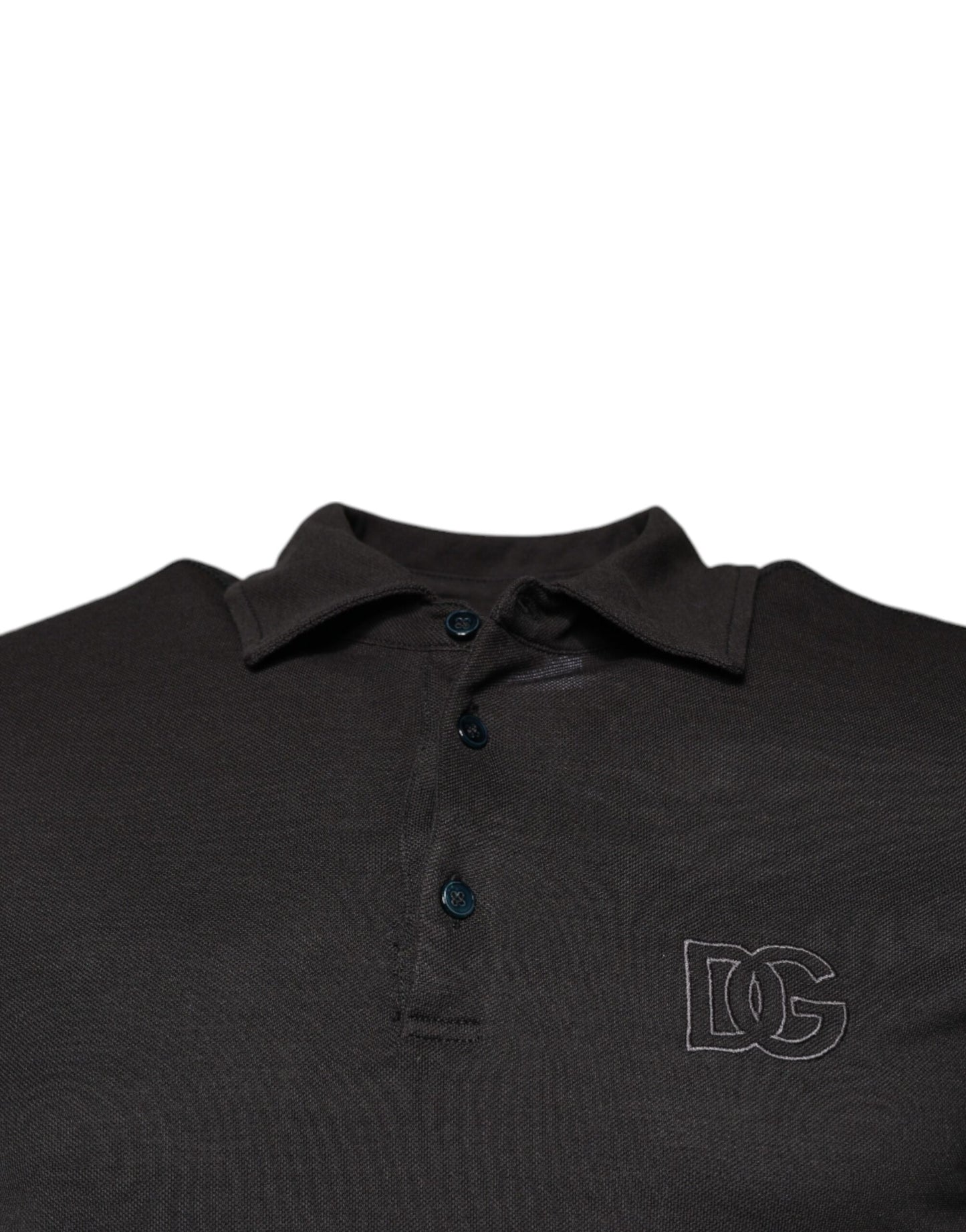 Dolce & Gabbana Dunkelgraues Polo-T-Shirt mit kurzen Ärmeln und Kragen