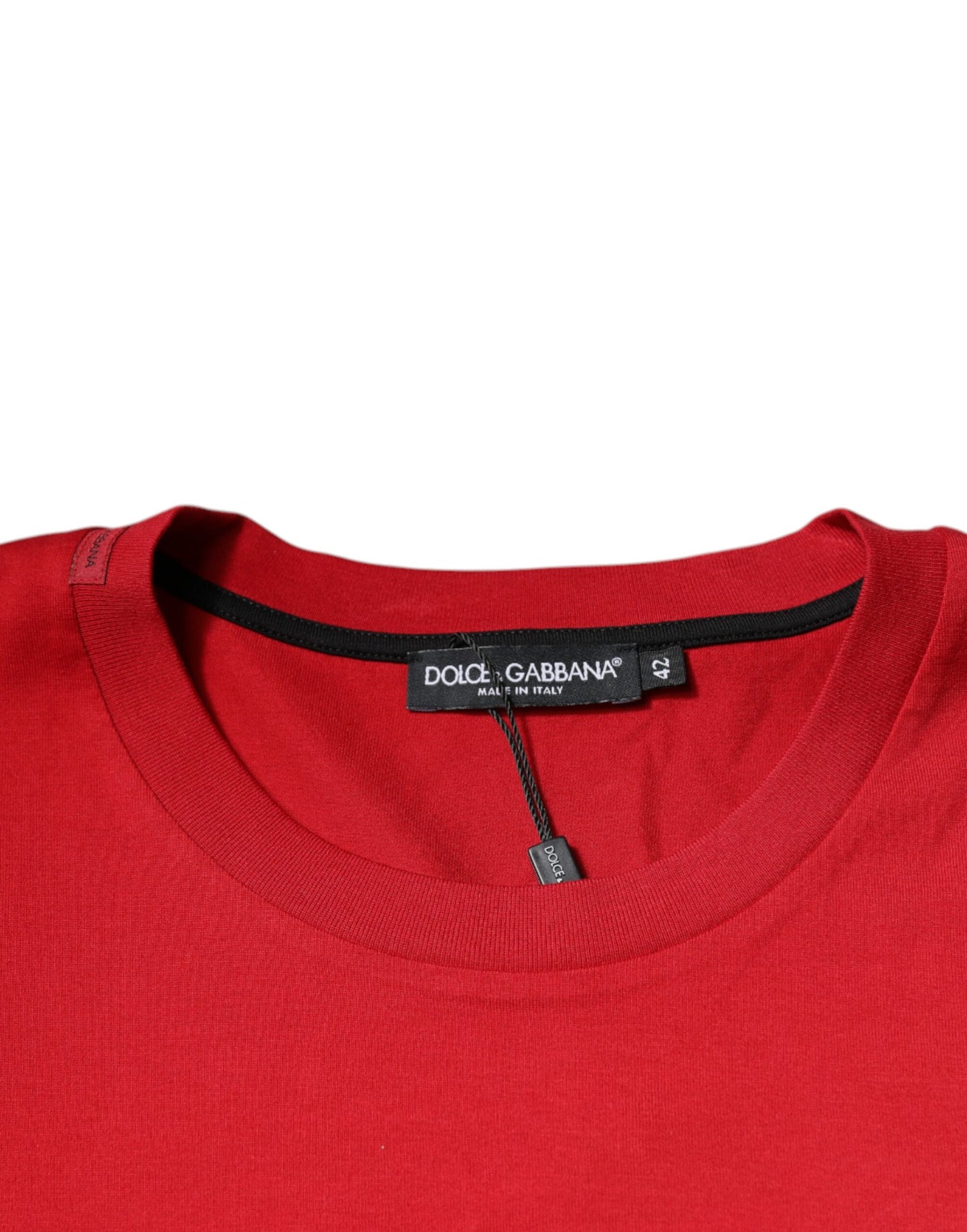 Dolce & Gabbana Rotes T-Shirt mit Rundhalsausschnitt und Logodruck aus Baumwolle