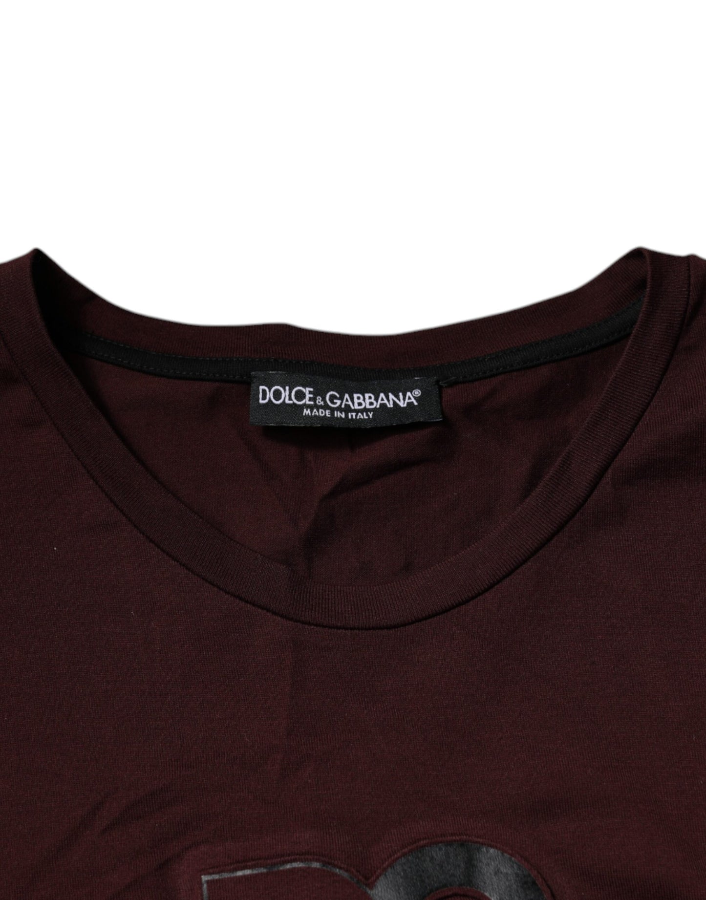 Dolce & Gabbana Braunes T-Shirt mit Rundhalsausschnitt aus Baumwolle mit Logodruck