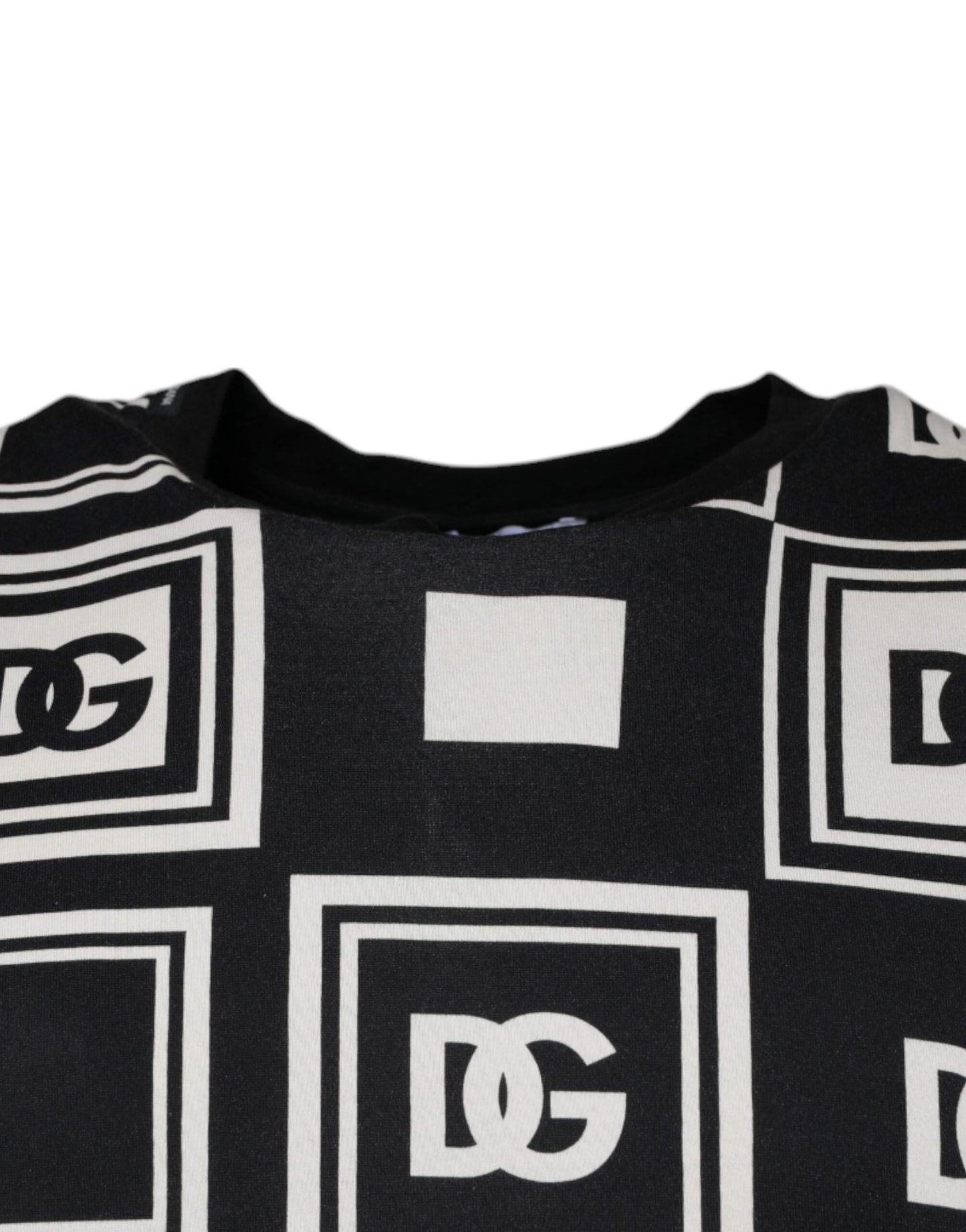 Dolce & Gabbana Schwarzes Logo-Monogramm-T-Shirt mit Rundhalsausschnitt aus Baumwolle