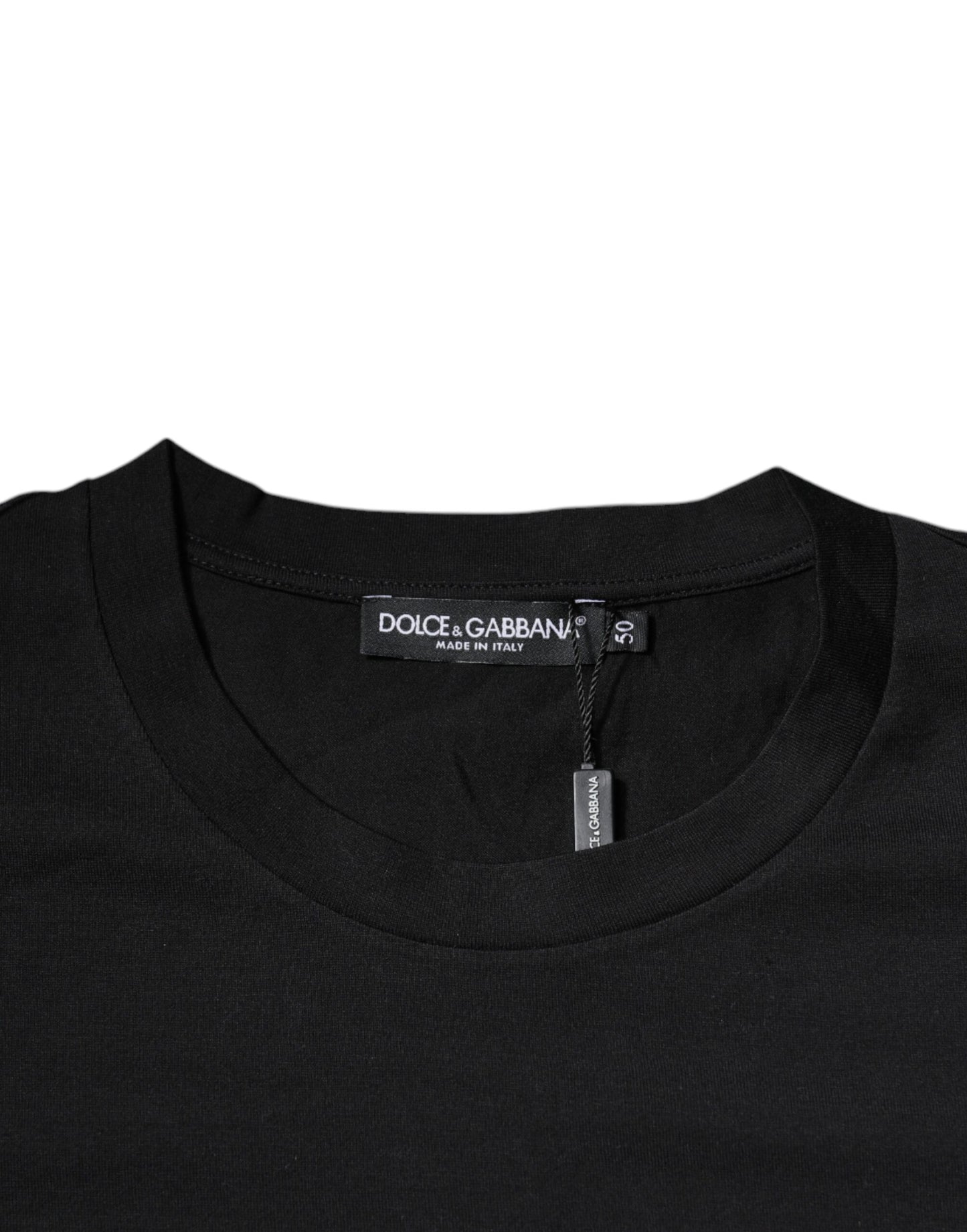 Dolce & Gabbana Schwarzes DG Logo Print Baumwoll-T-Shirt mit Rundhalsausschnitt