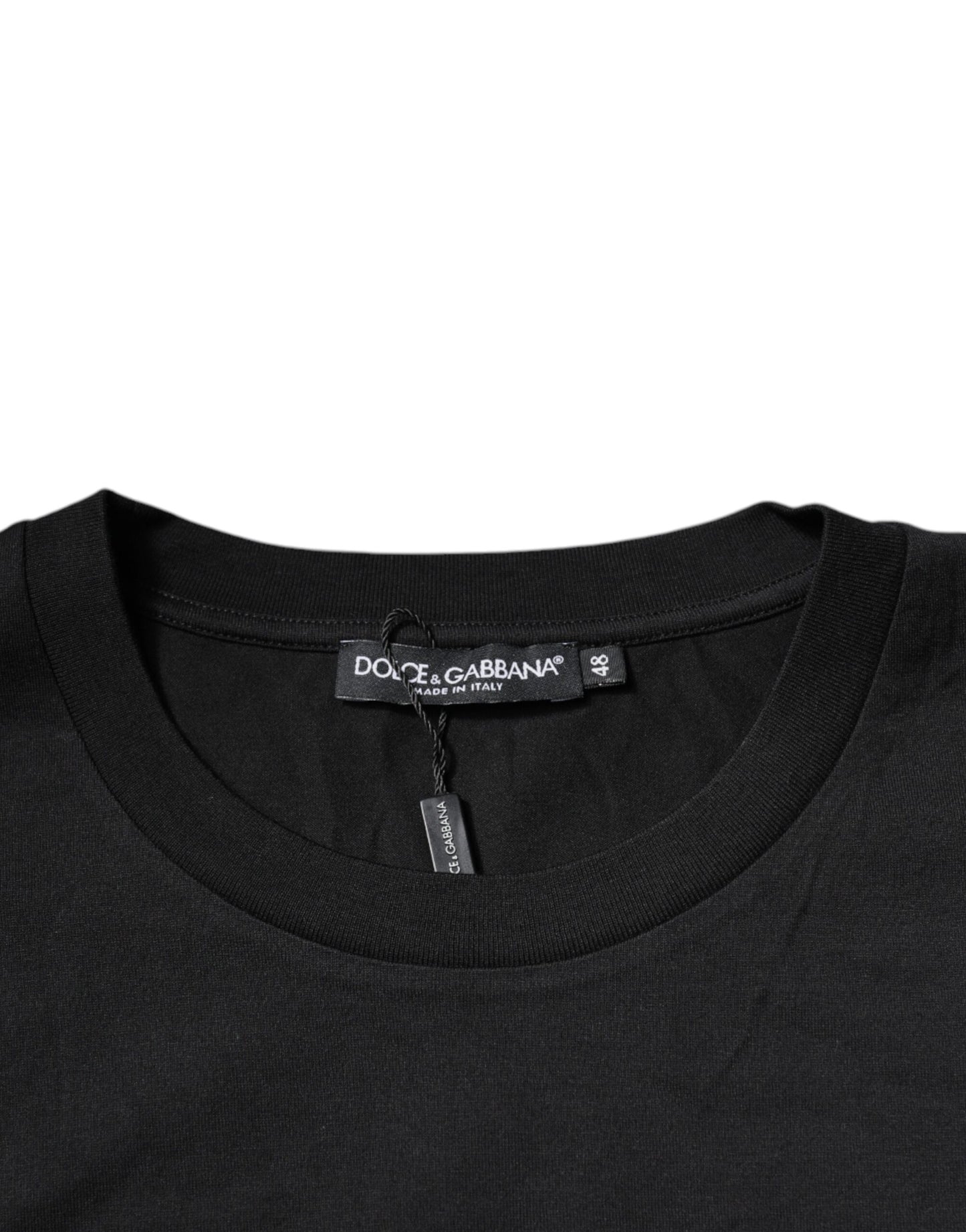 Dolce & Gabbana Schwarzes DG Logo Baumwoll-T-Shirt mit Rundhalsausschnitt