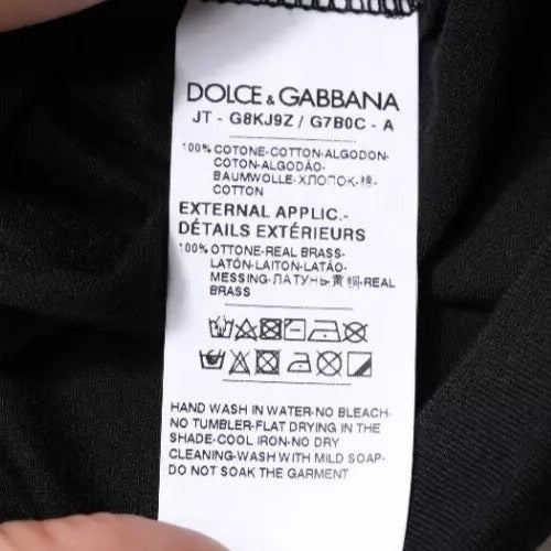 Dolce & Gabbana Schwarzes Baumwoll-T-Shirt mit Rundhalsausschnitt und kurzen Ärmeln