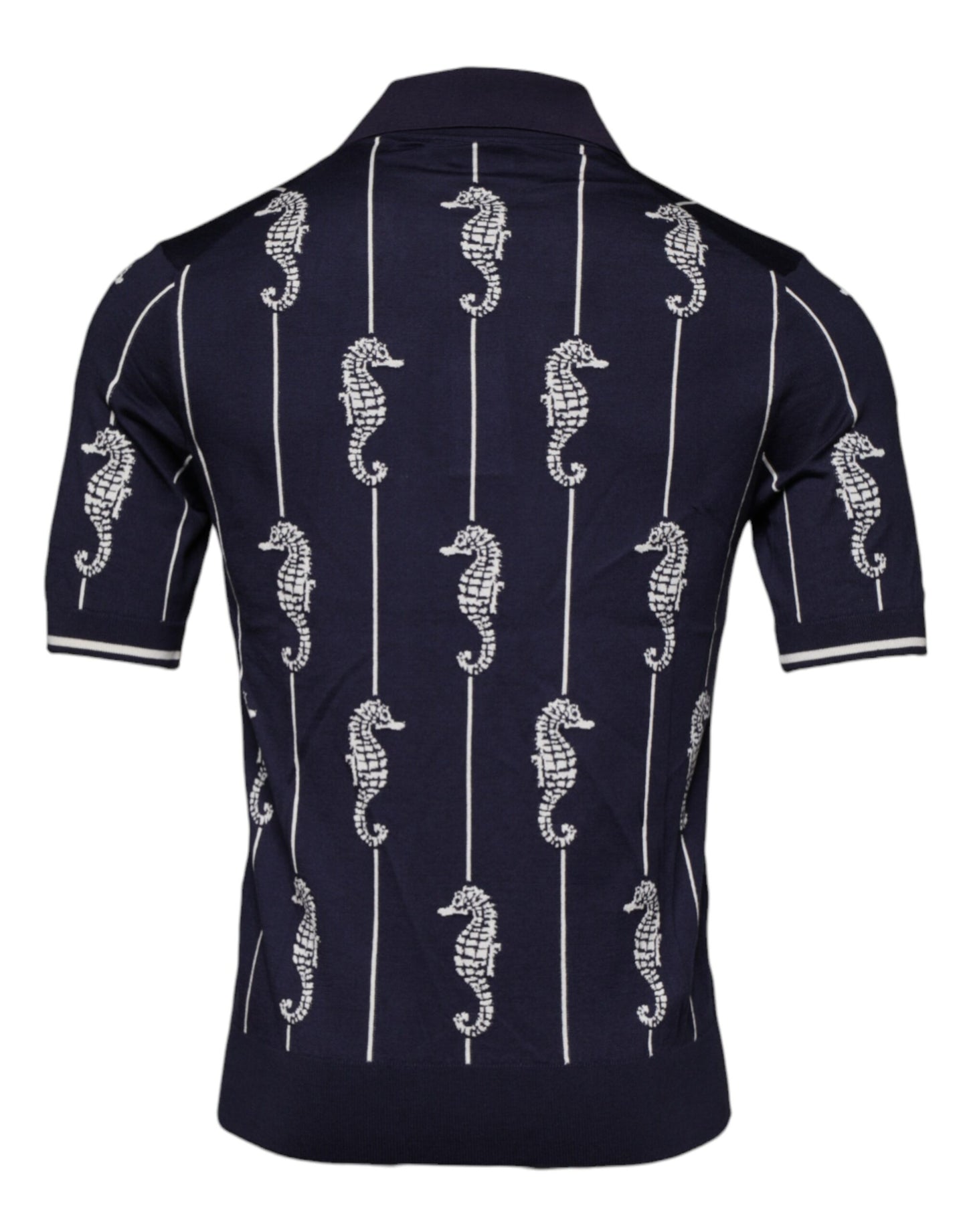 Dolce & Gabbana Dunkelblaues Seepferdchen Poloshirt mit Kragen