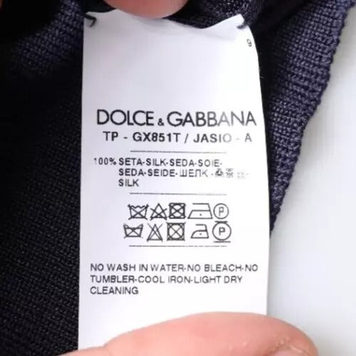 Dolce & Gabbana Dunkelblaues Seepferdchen Poloshirt mit Kragen