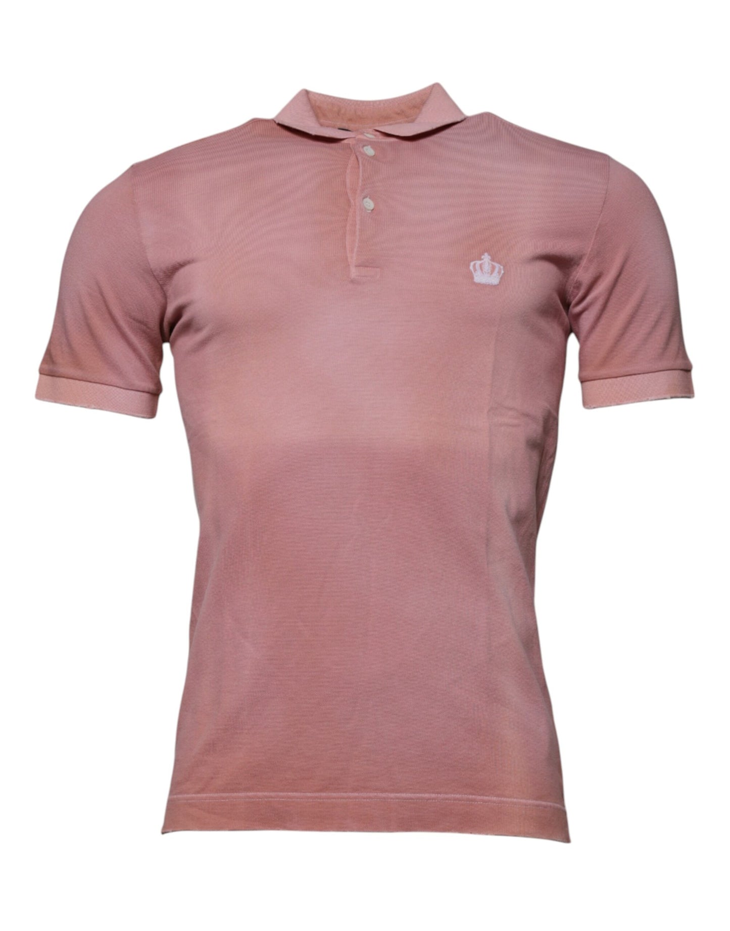 Dolce & Gabbana Kurzarm-Polo-T-Shirt mit Kragen und rosa Krone