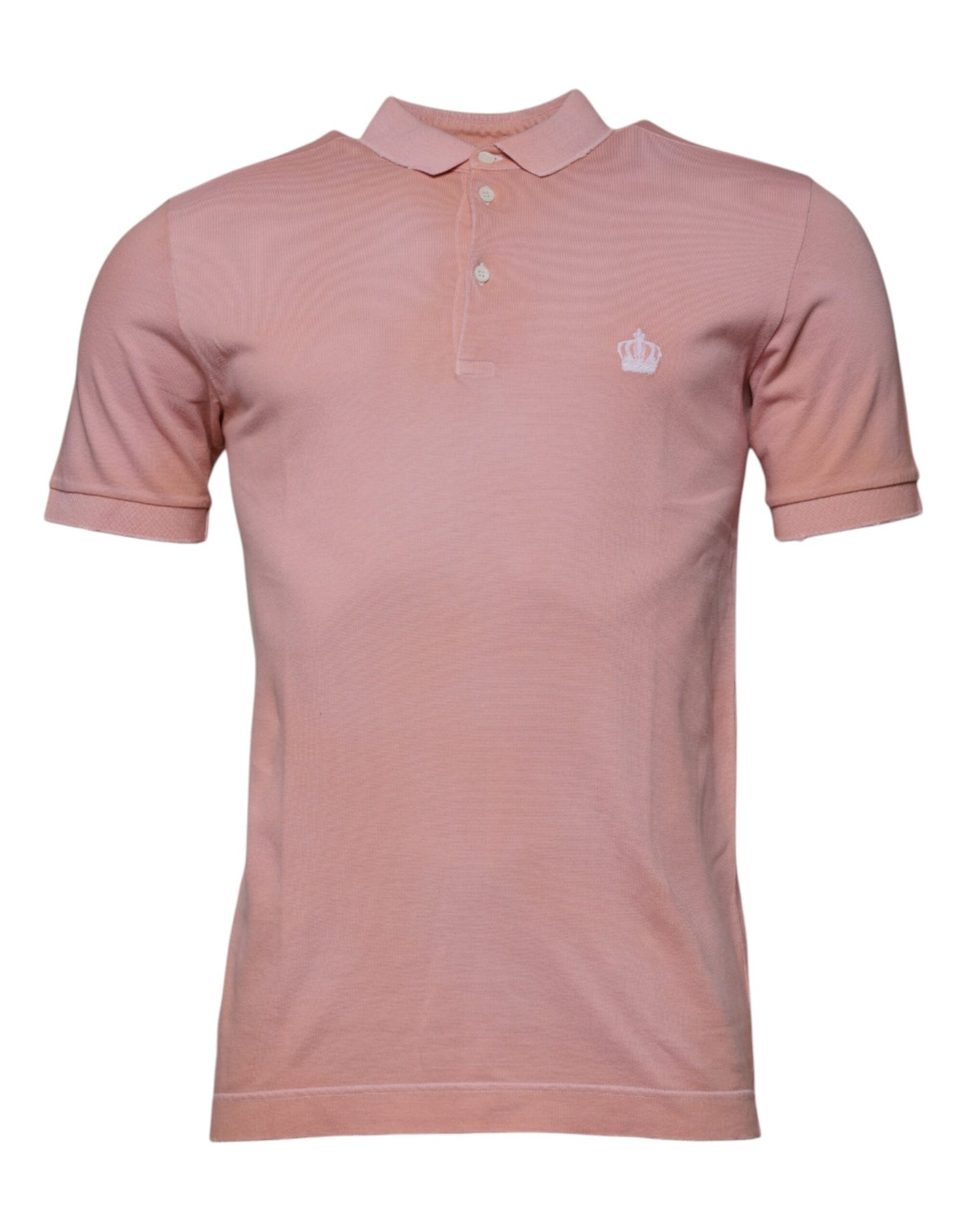 Dolce & Gabbana Kurzarm-Polo-T-Shirt mit Kragen und rosa Krone