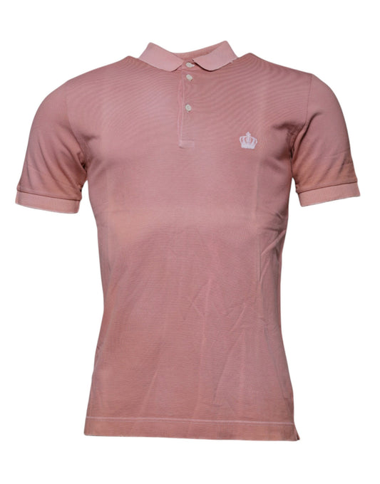 Dolce & Gabbana Kurzarm-Polo-T-Shirt mit Kragen und rosa Krone