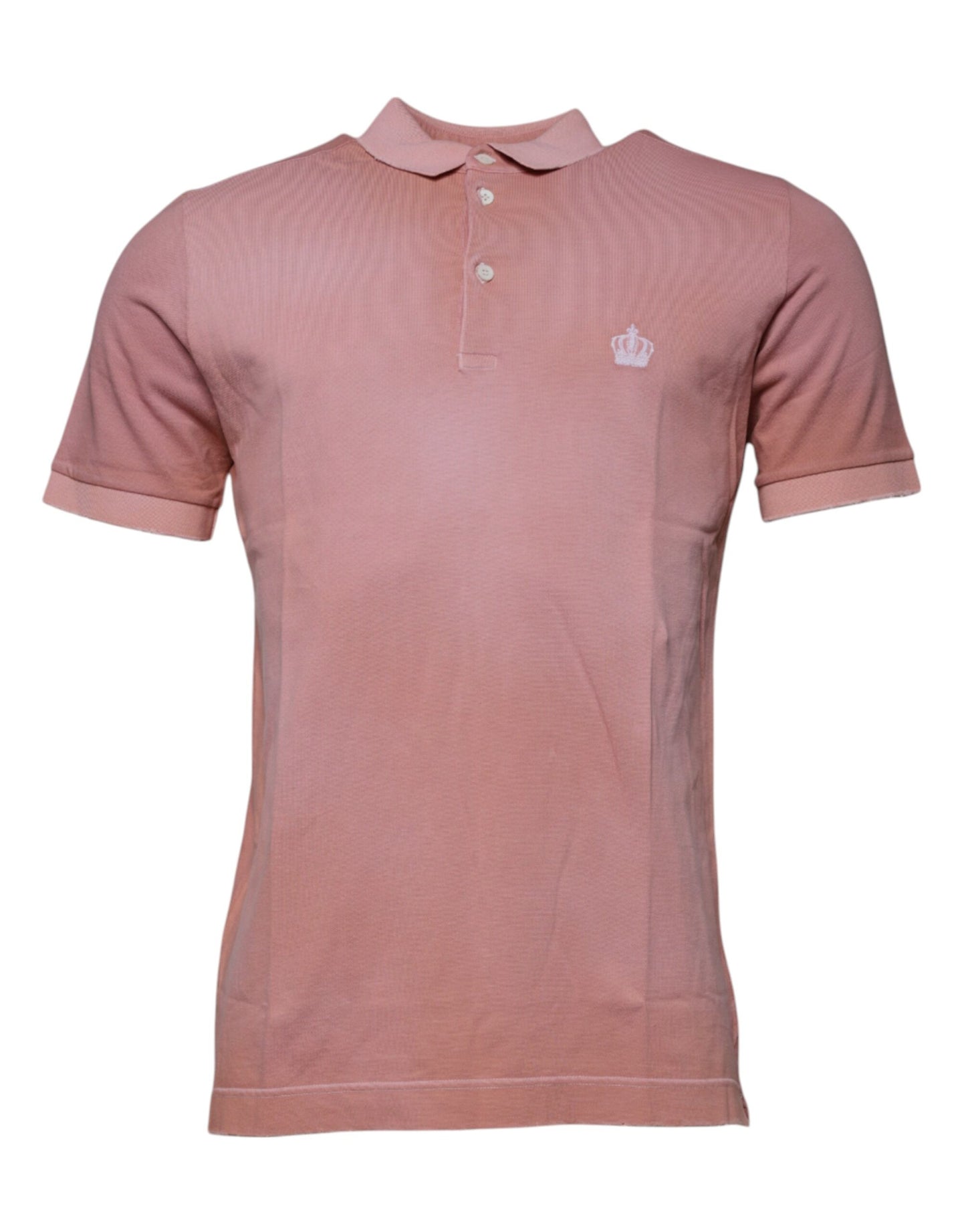 Dolce & Gabbana Kurzarm-Polo-T-Shirt mit Kragen und rosa Krone