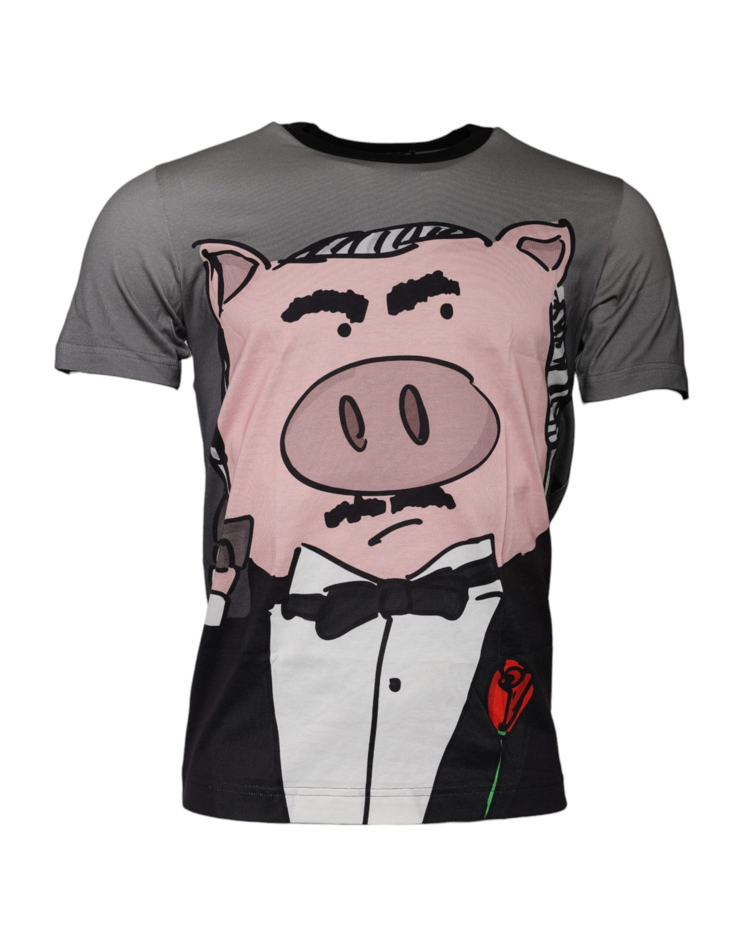 Dolce & Gabbana Graues 2019 Jahr des Schweins Kurzarm-T-Shirt