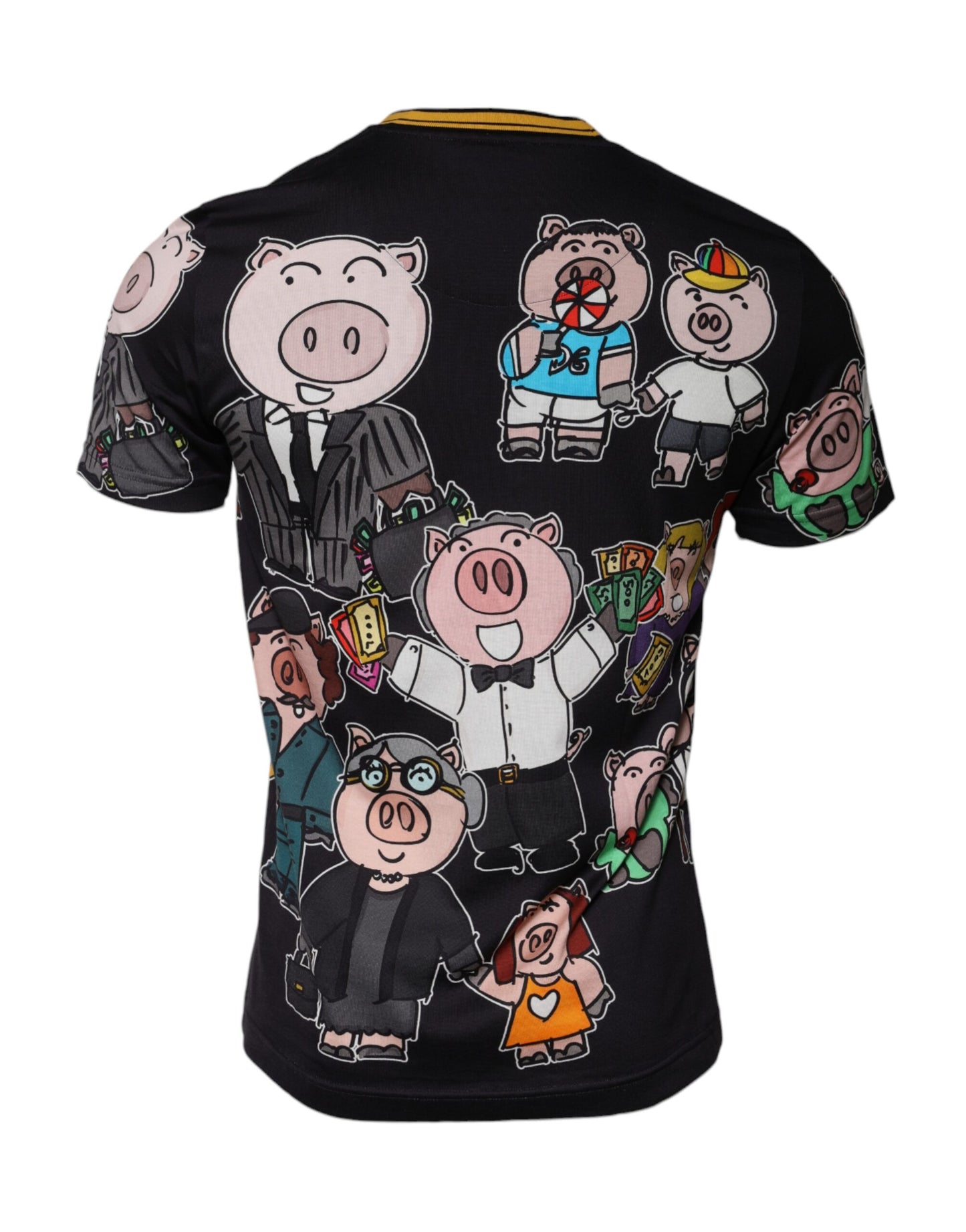 Dolce & Gabbana Schwarzes 2019 Jahr des Schweins Rundhals-T-Shirt