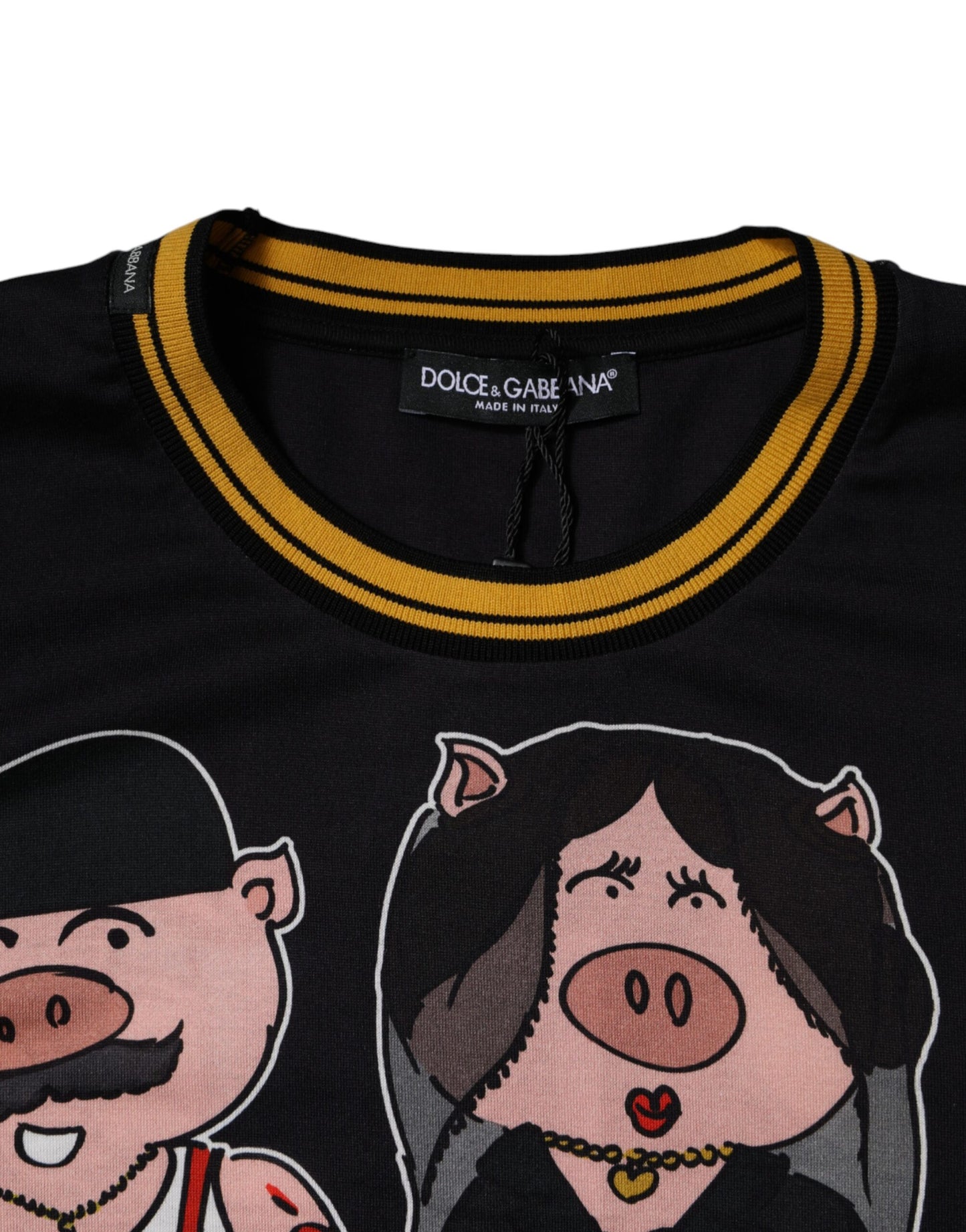 Dolce & Gabbana Schwarzes 2019 Jahr des Schweins Rundhals-T-Shirt