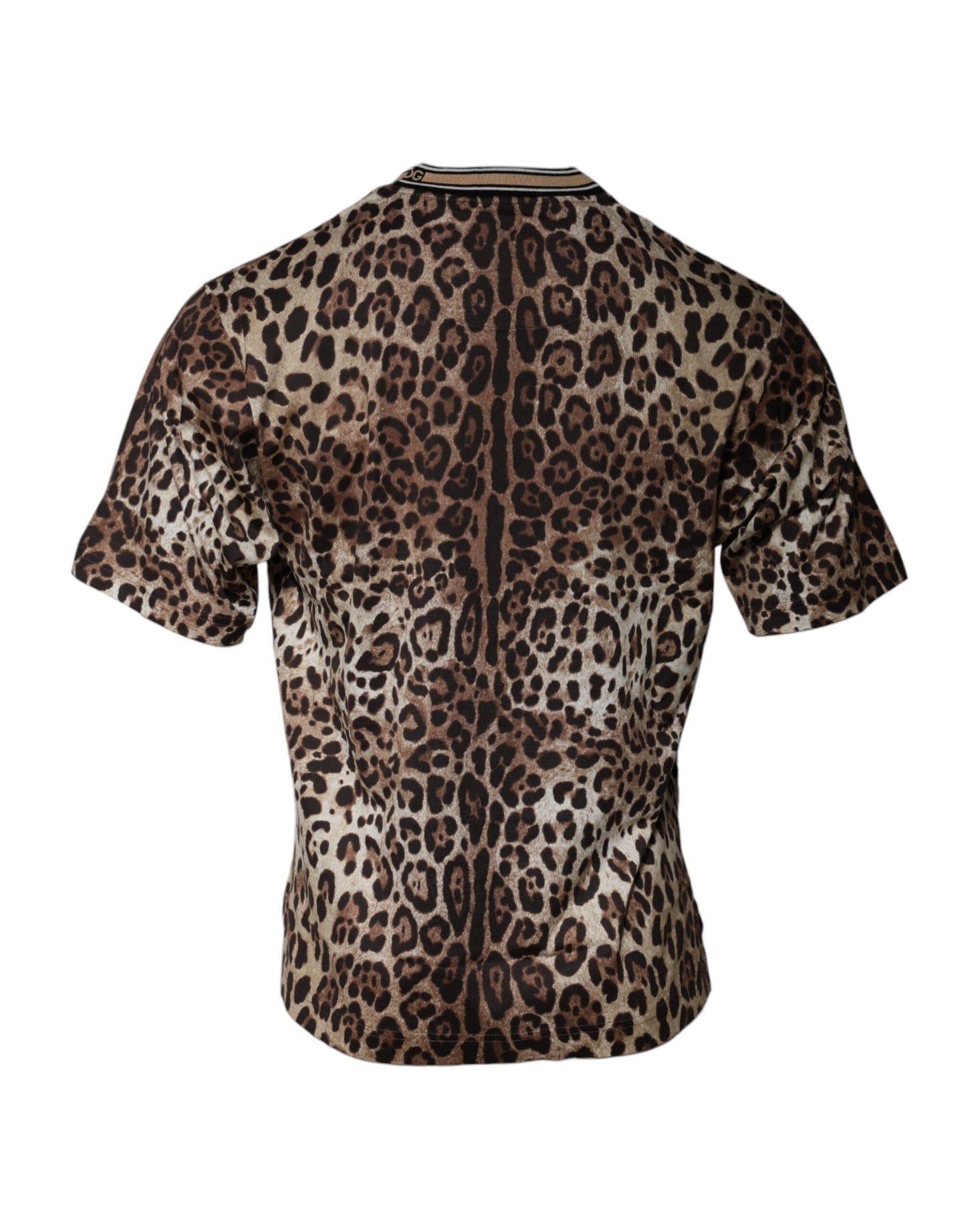 Dolce & Gabbana Braunes Leoparden-T-Shirt mit Rundhalsausschnitt und kurzen Ärmeln