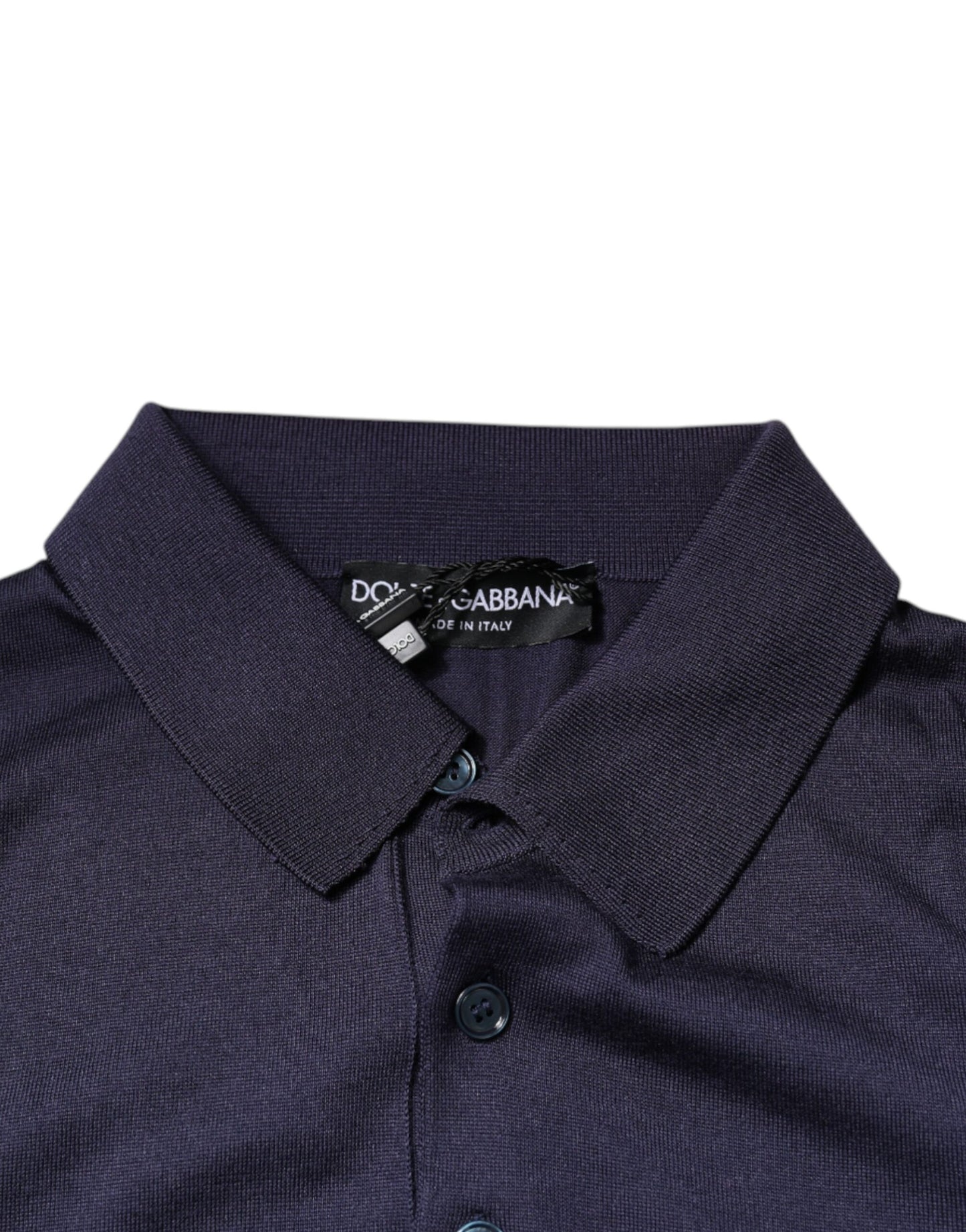 Dolce & Gabbana Blaues Seidenkragen-Polo-T-Shirt mit kurzen Ärmeln