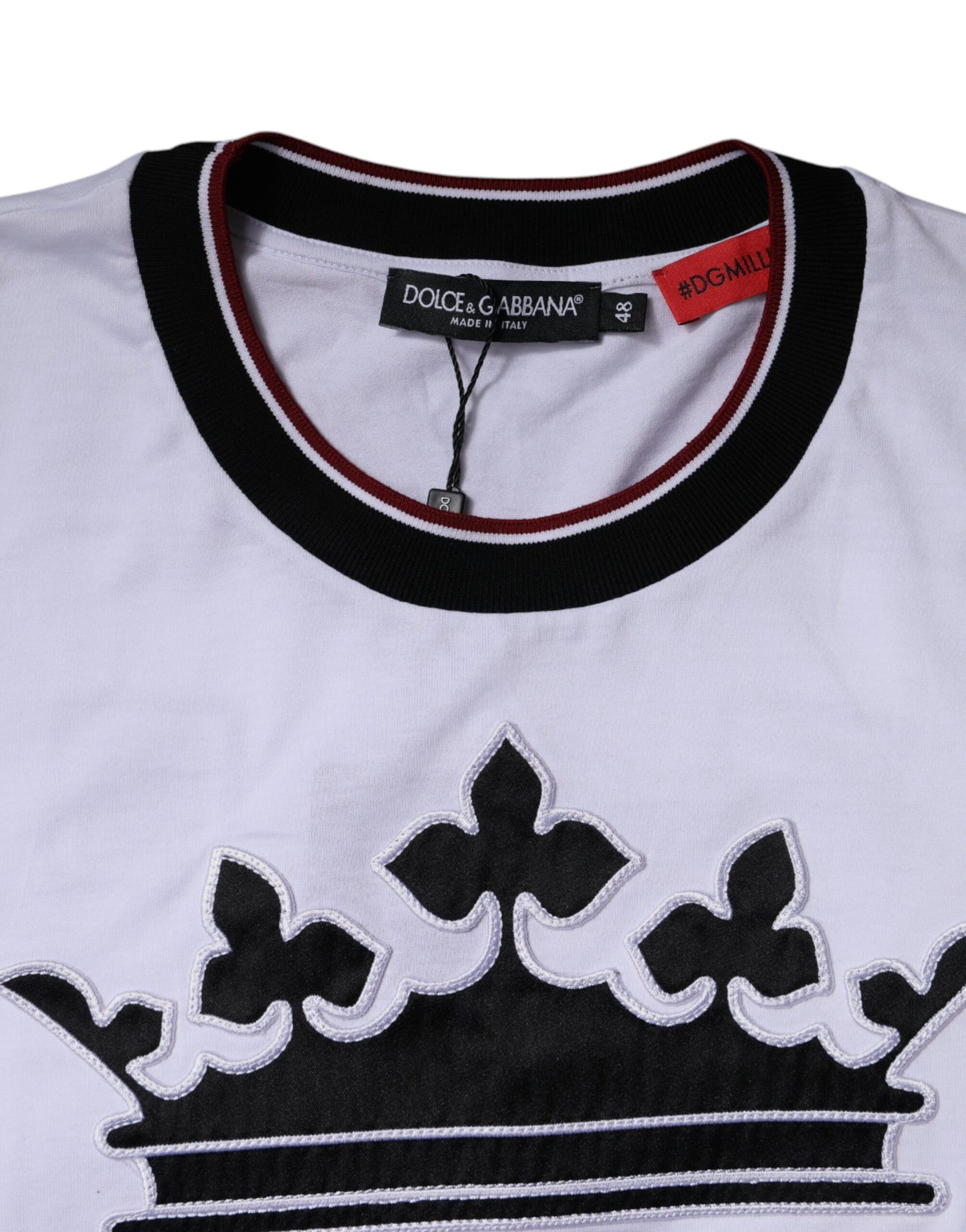 Dolce & Gabbana Weißes Jersey-T-Shirt mit Rundhalsausschnitt und kurzen Ärmeln