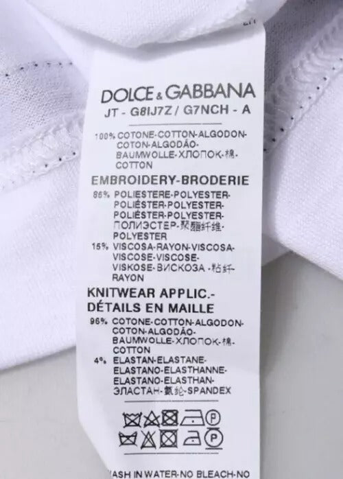 Dolce & Gabbana Weißes Jersey-T-Shirt mit Rundhalsausschnitt und kurzen Ärmeln