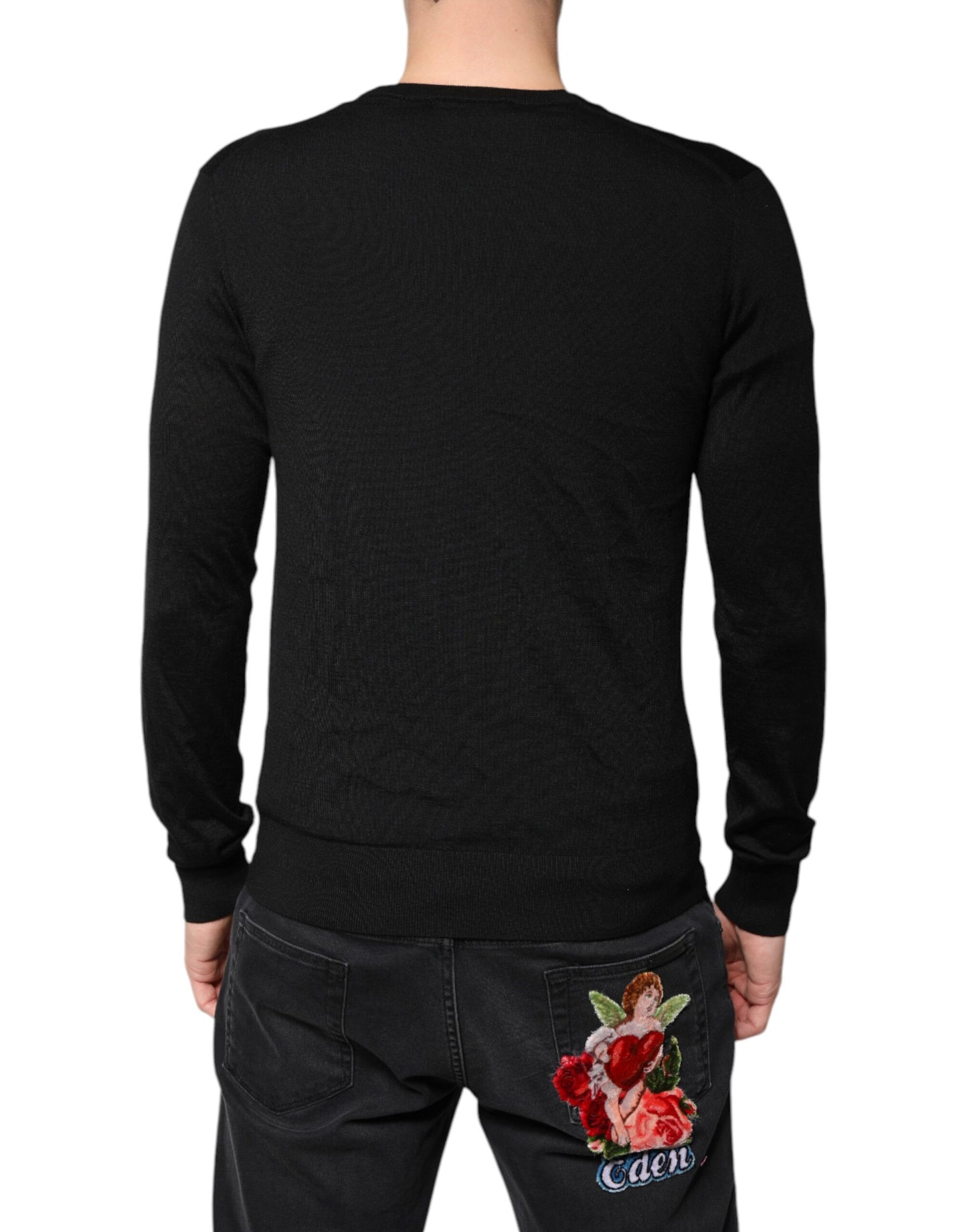 Dolce & Gabbana Schwarzer Kaschmir-Strickpullover mit Knopfleiste