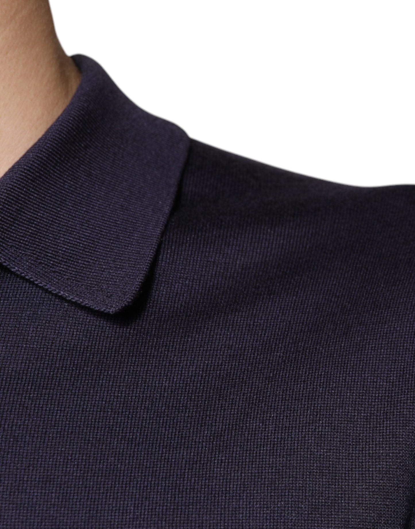 Dolce & Gabbana Blaues Seidenkragen-Polo-T-Shirt mit kurzen Ärmeln