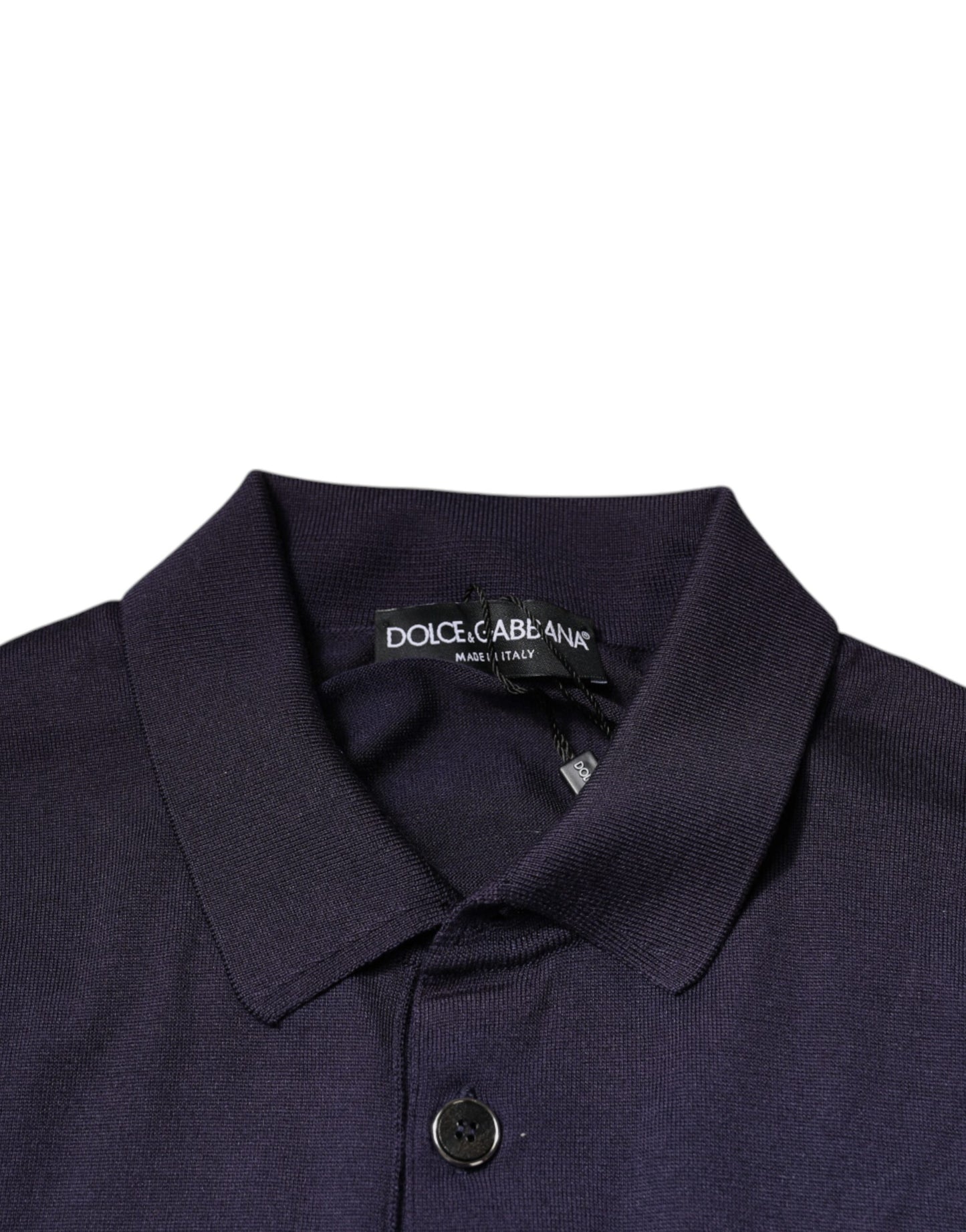 Dolce & Gabbana Blaues Seidenkragen-Polo-T-Shirt mit kurzen Ärmeln