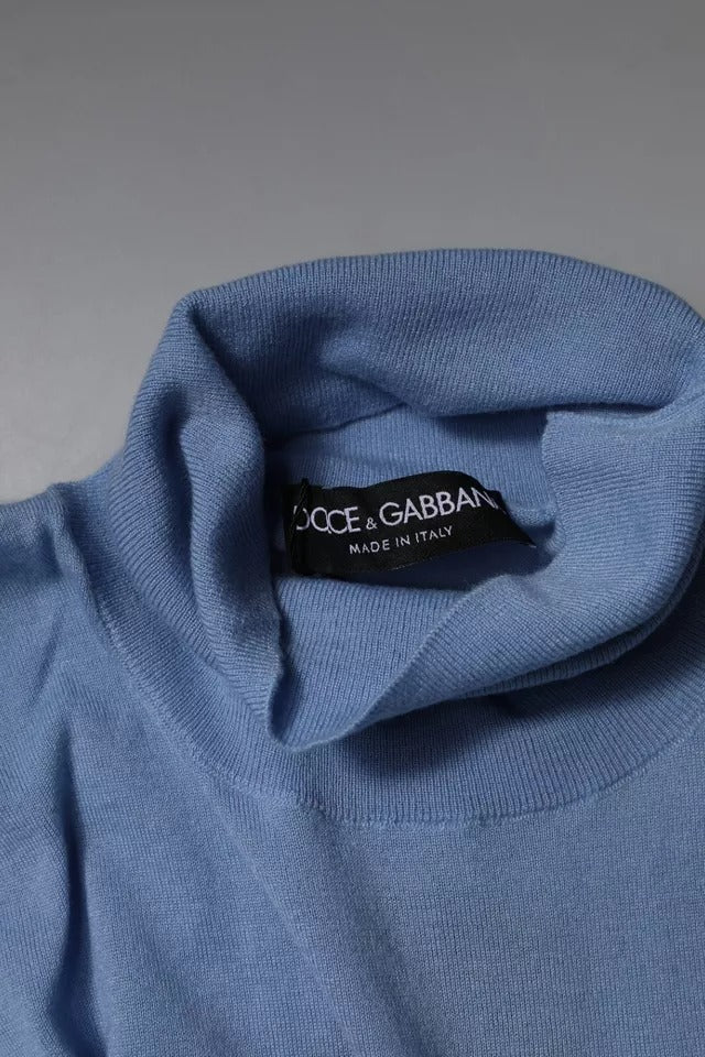 Dolce & Gabbana Hellblauer Rollkragenpullover aus Seide