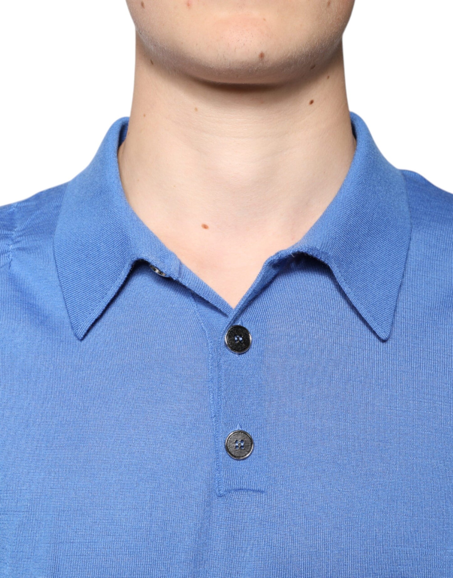 Dolce & Gabbana Blaues Polo-T-Shirt mit kurzen Ärmeln und Kragen